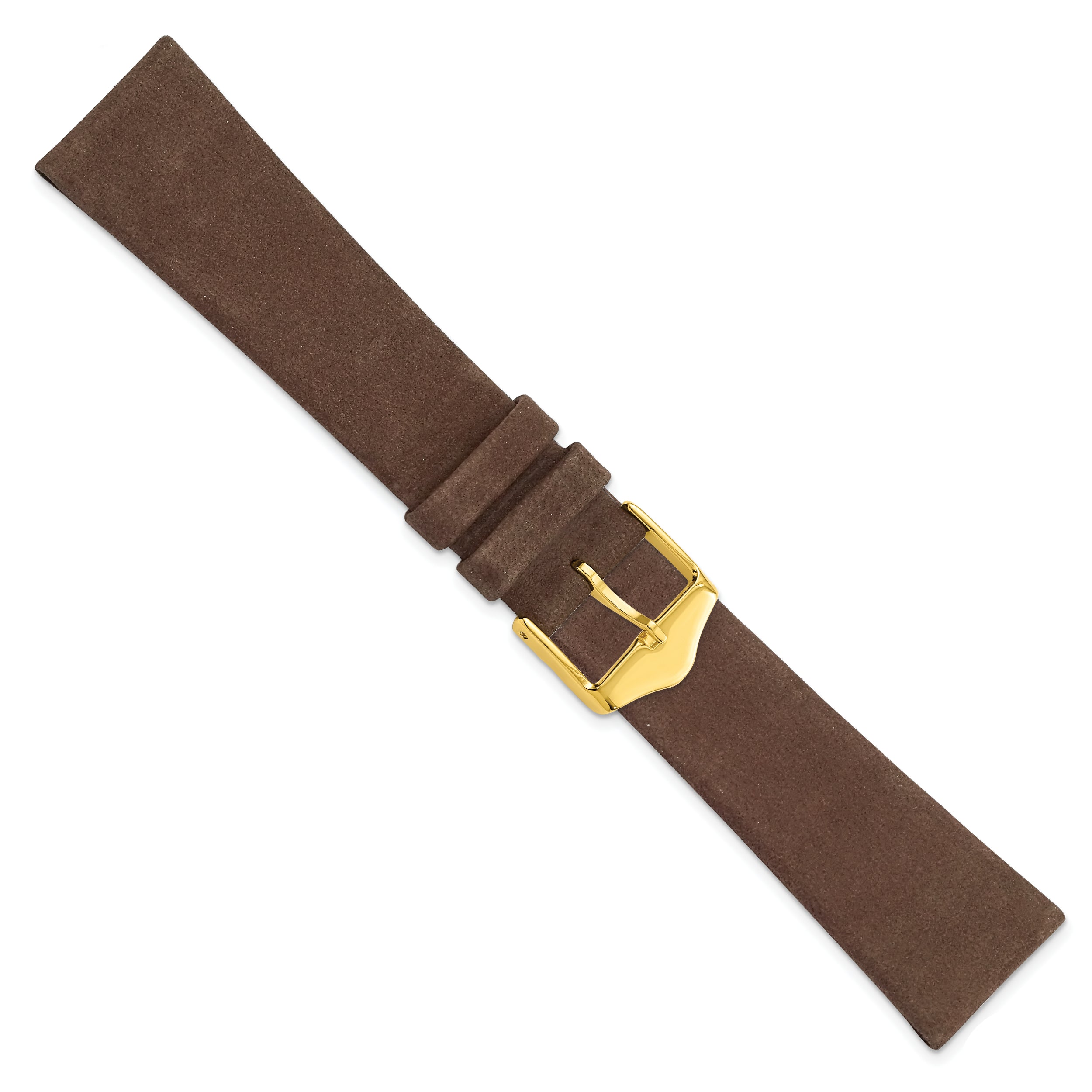 12mm Dark Brown Suede Flat Leather with Gold-tone Buckle 6.75 inch Watch Band