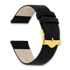 12mm Black Suede Flat Leather with Gold-tone Buckle 6.75 inch Watch Band - 12 / 6.75