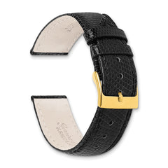 14mm Black Genuine Lizard Leather with Gold-tone Buckle 6.75 inch Watch Band