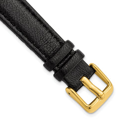 DeBeer 14mm Black Glove Leather with Gold-tone Panerai Style Buckle 6.75 inch Watch Band