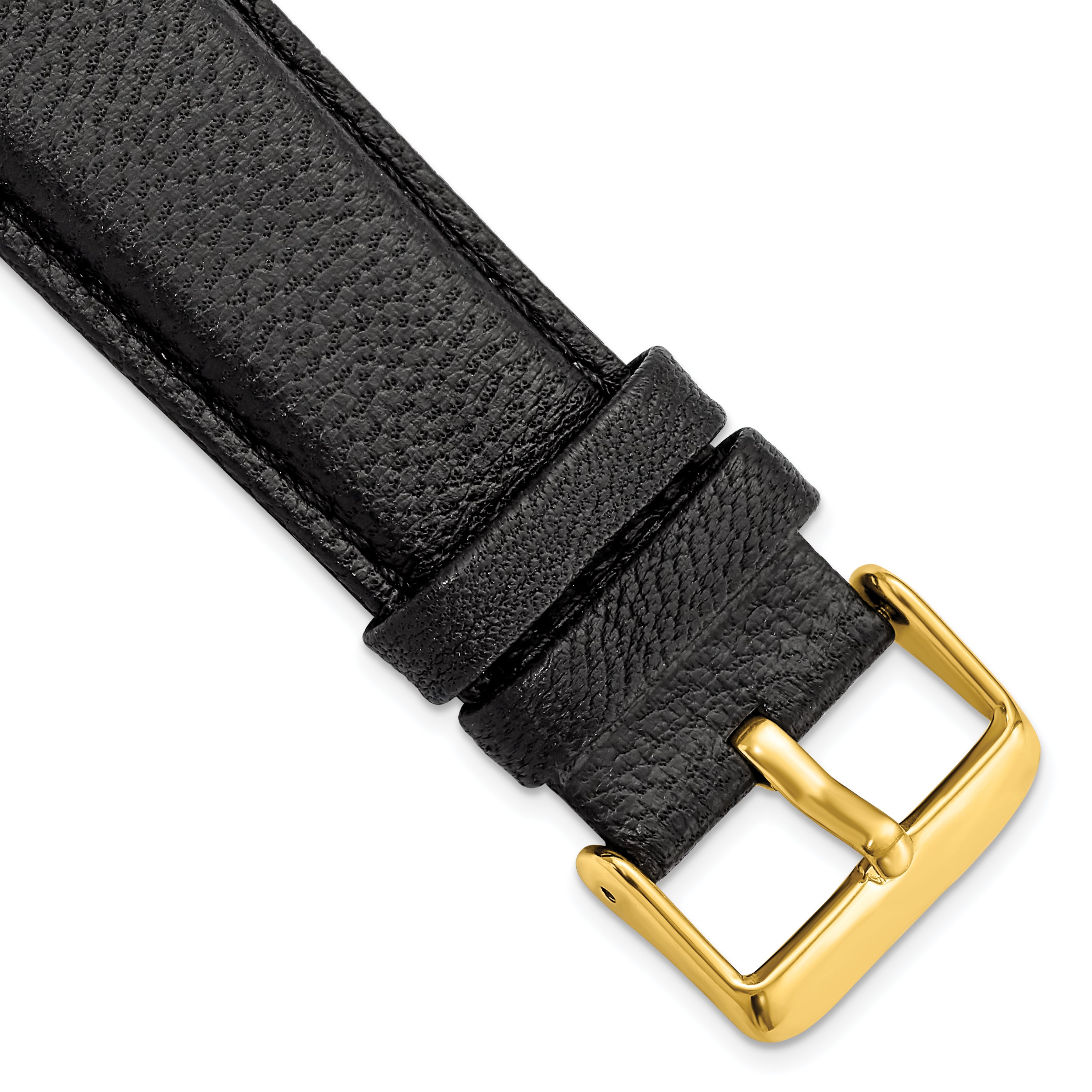 DeBeer 24mm Black Glove Leather with Gold-tone Panerai Style Buckle 7.75 inch Watch Band