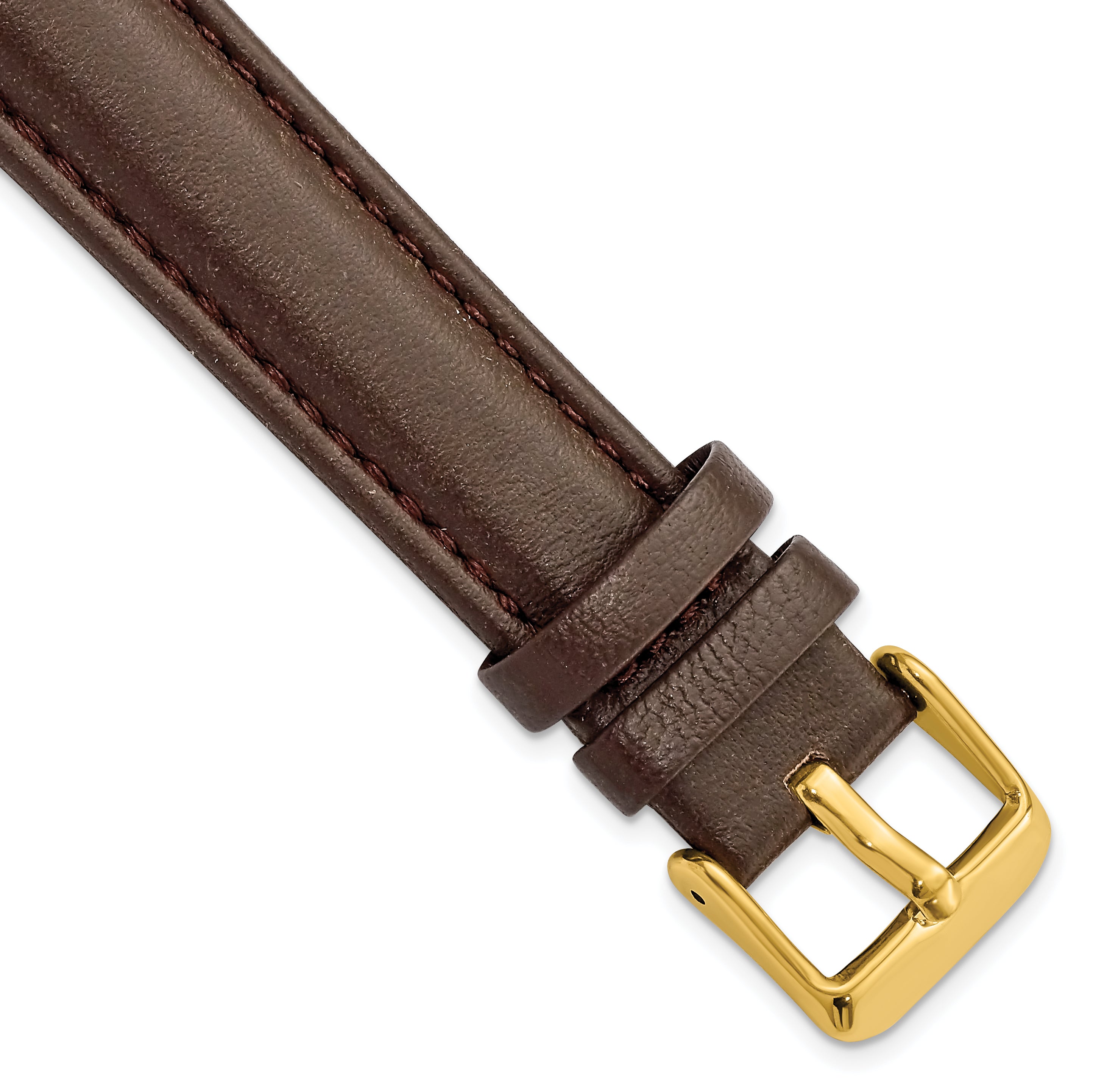 DeBeer 18mm Dark Brown Glove Leather with Gold-tone Panerai Style Buckle 7.75 inch Watch Band