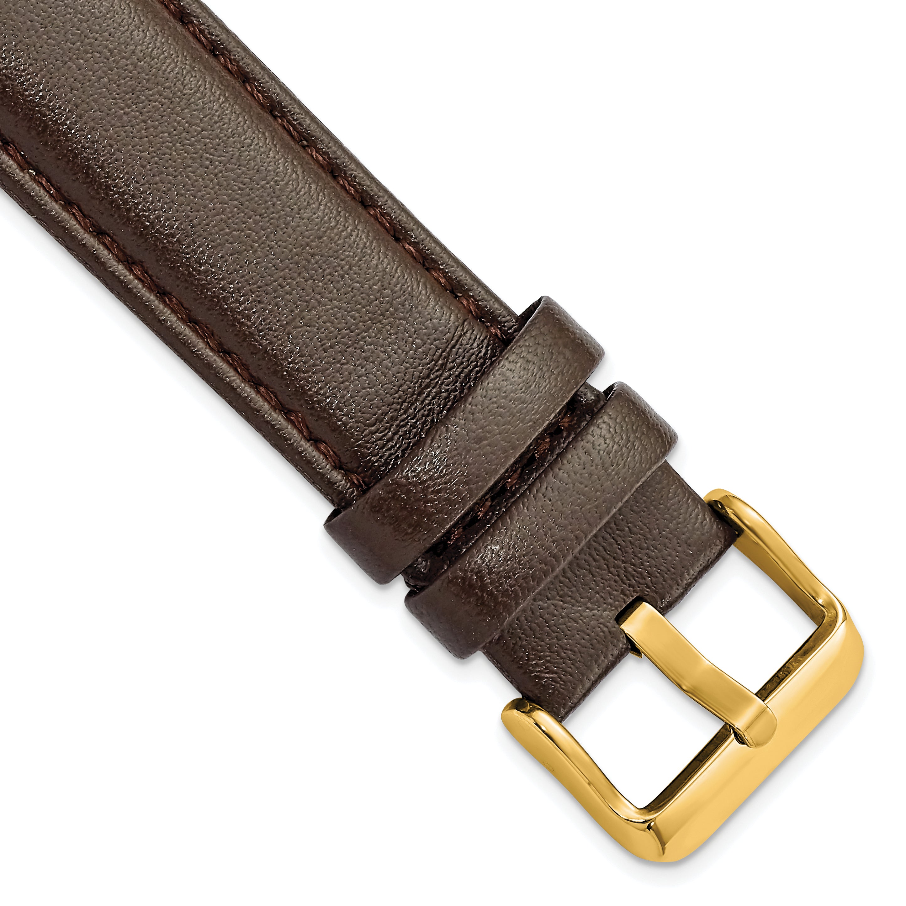 DeBeer 22mm Dark Brown Glove Leather with Gold-tone Panerai Style Buckle 7.75 inch Watch Band