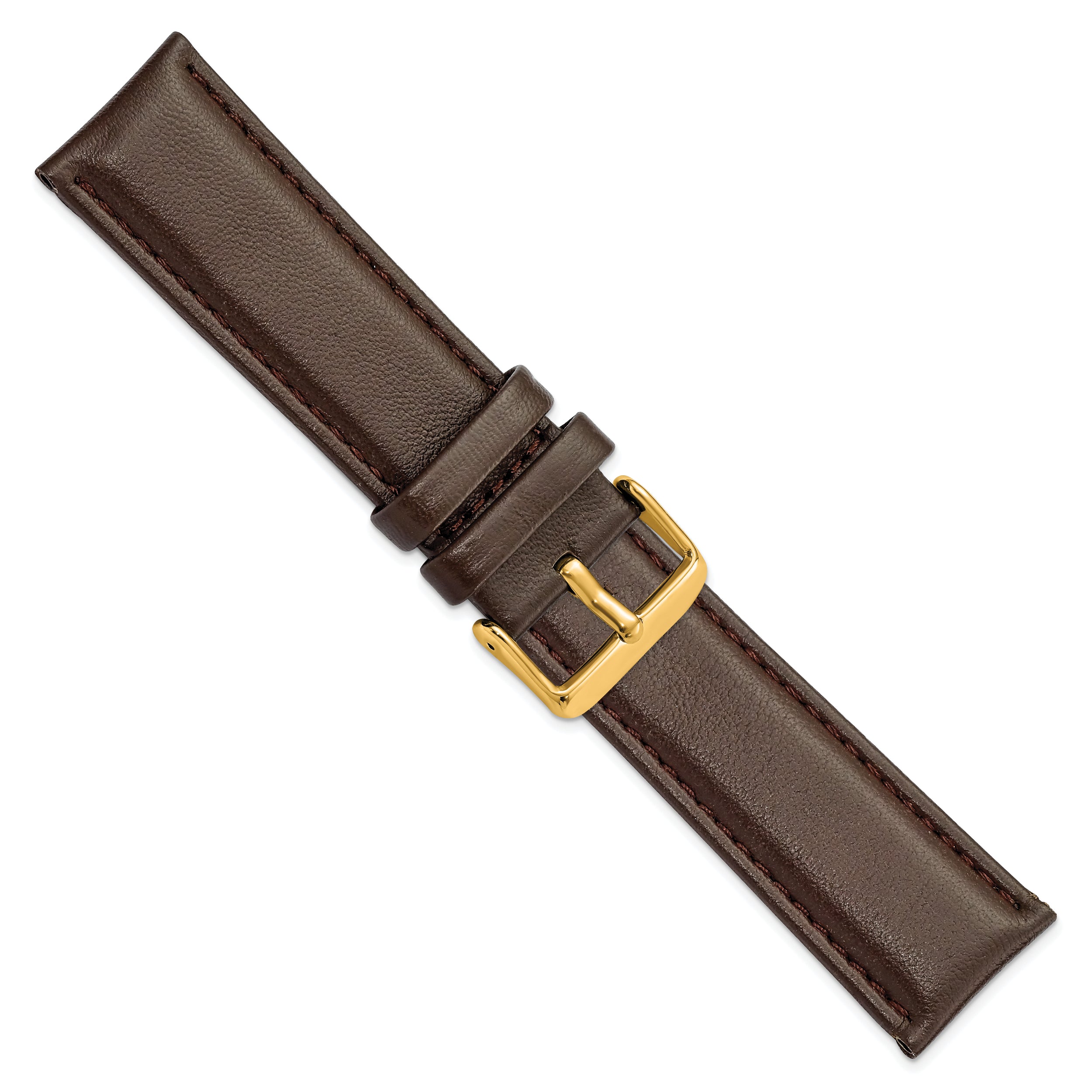 14mm Dark Brown Glove Leather with Gold-tone Panerai Style Buckle 6.75 inch Watch Band