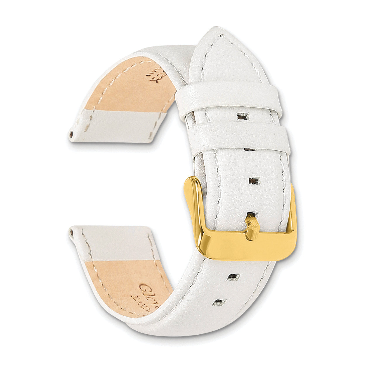 14mm White Glove Leather with Gold-tone Panerai Style Buckle 6.75 inch Watch Band