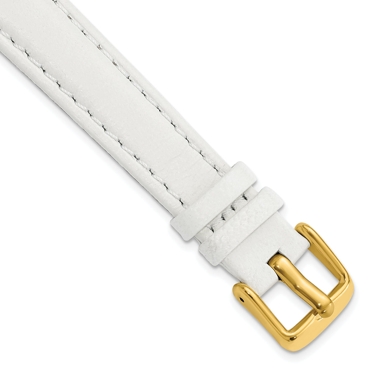 DeBeer 14mm White Glove Leather with Gold-tone Panerai Style Buckle 6.75 inch Watch Band