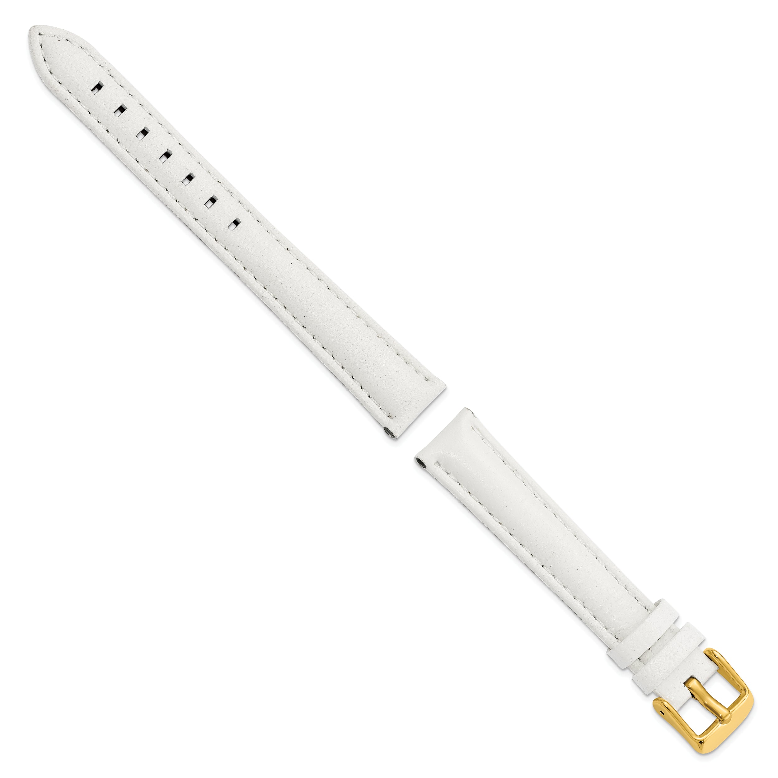 14mm White Glove Leather with Gold-tone Panerai Style Buckle 6.75 inch Watch Band