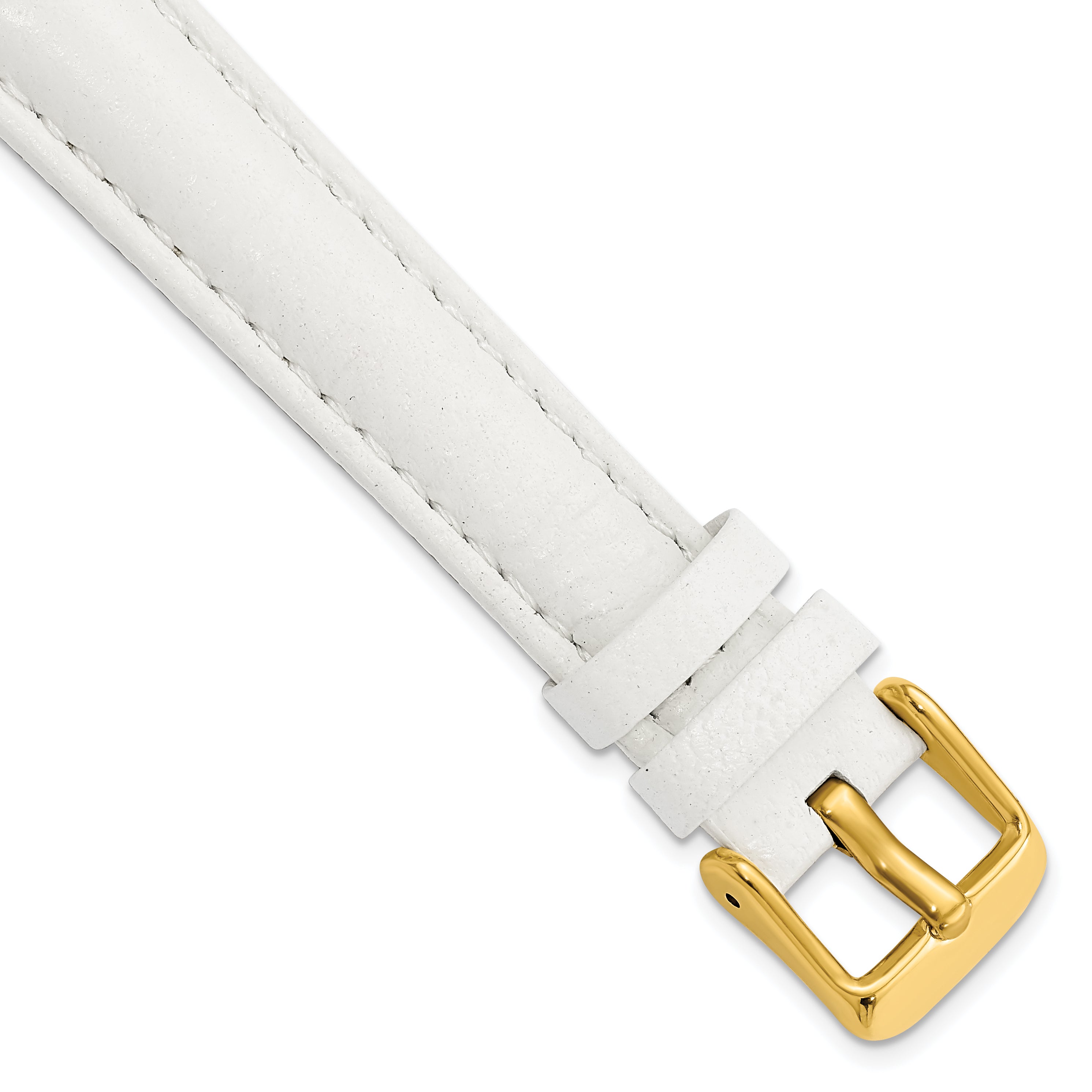 DeBeer 16mm White Glove Leather with Gold-tone Panerai Style Buckle 7.75 inch Watch Band