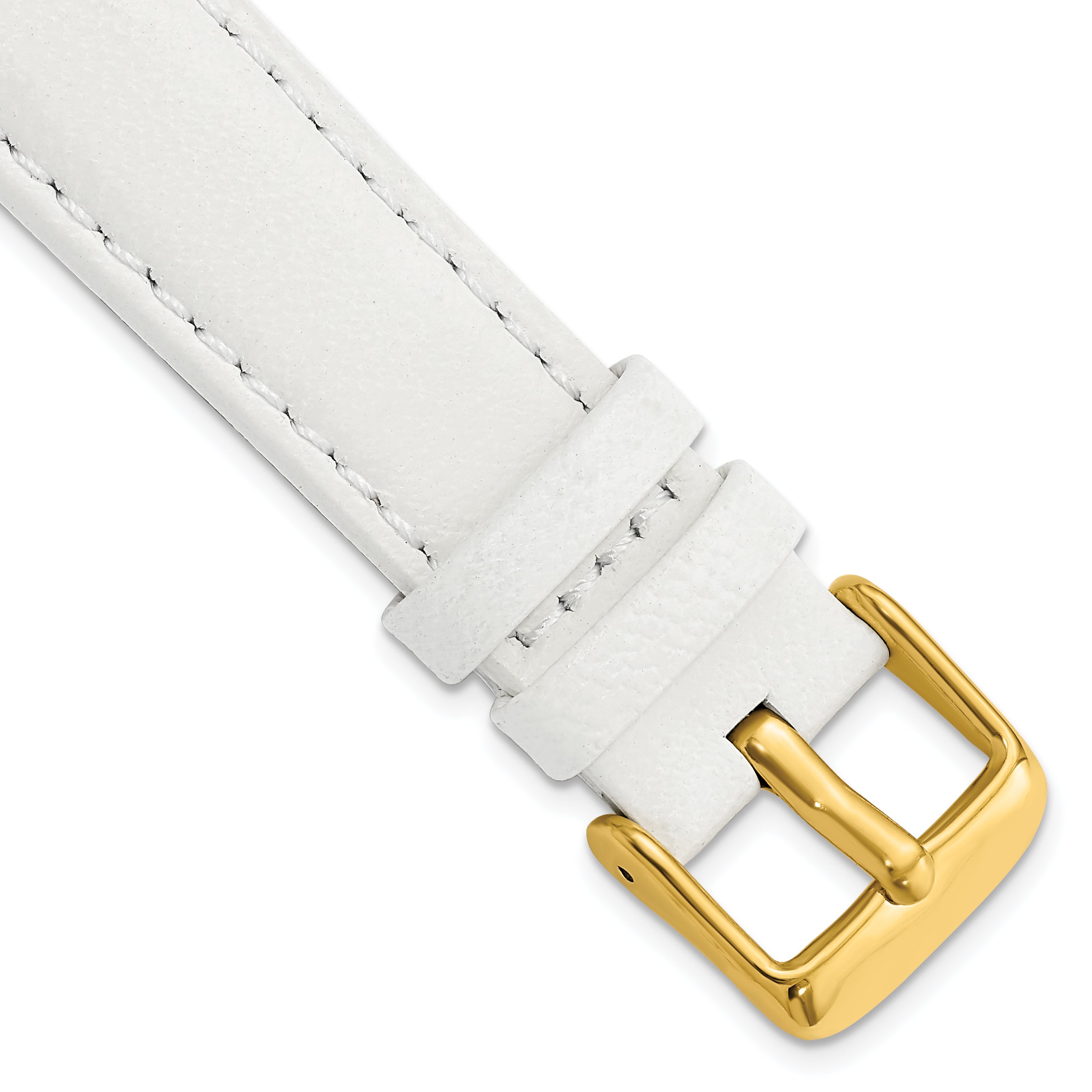 DeBeer 18mm White Glove Leather with Gold-tone Panerai Style Buckle 7.75 inch Watch Band
