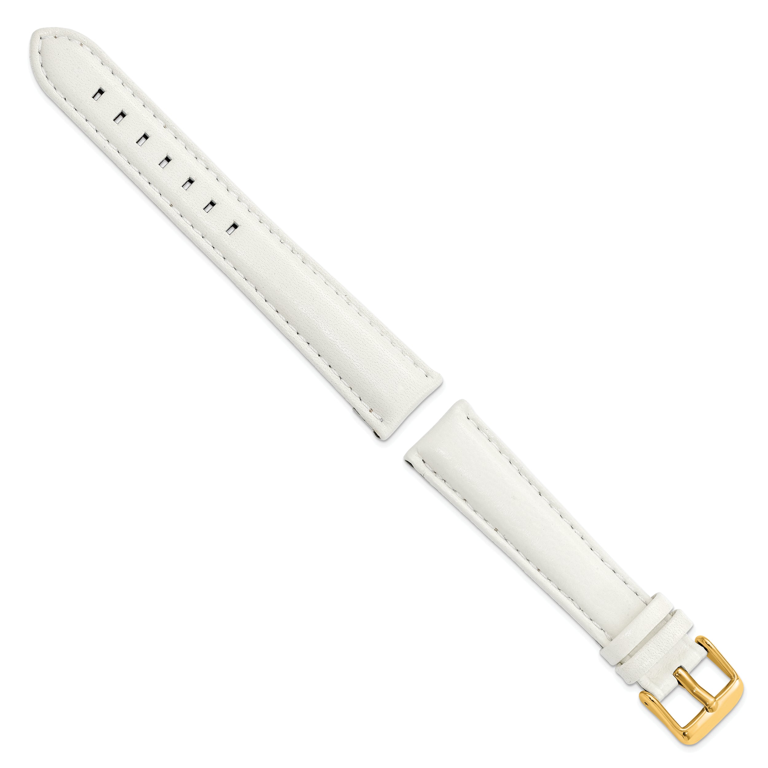 14mm White Glove Leather with Gold-tone Panerai Style Buckle 6.75 inch Watch Band