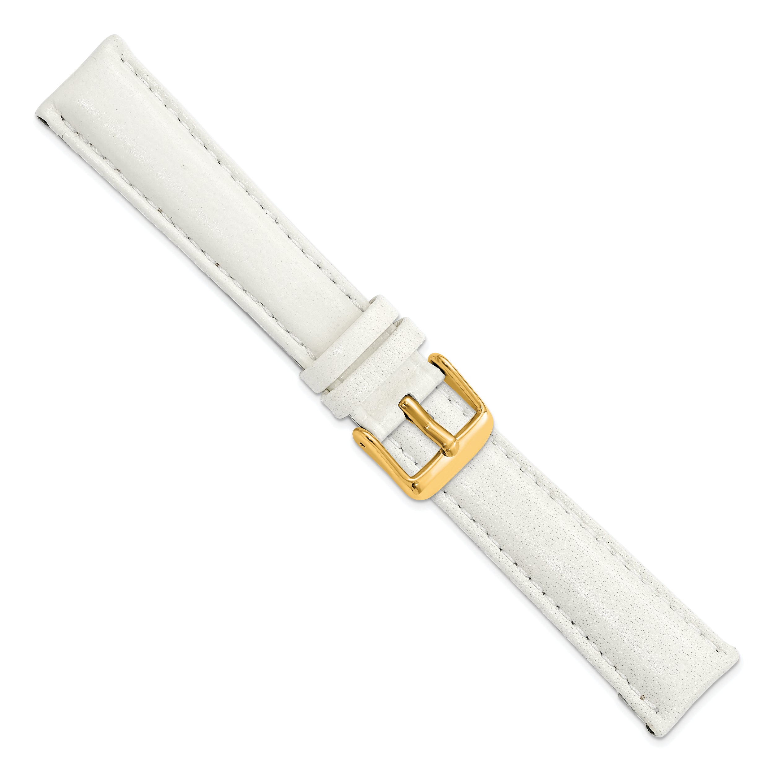 14mm White Glove Leather with Gold-tone Panerai Style Buckle 6.75 inch Watch Band