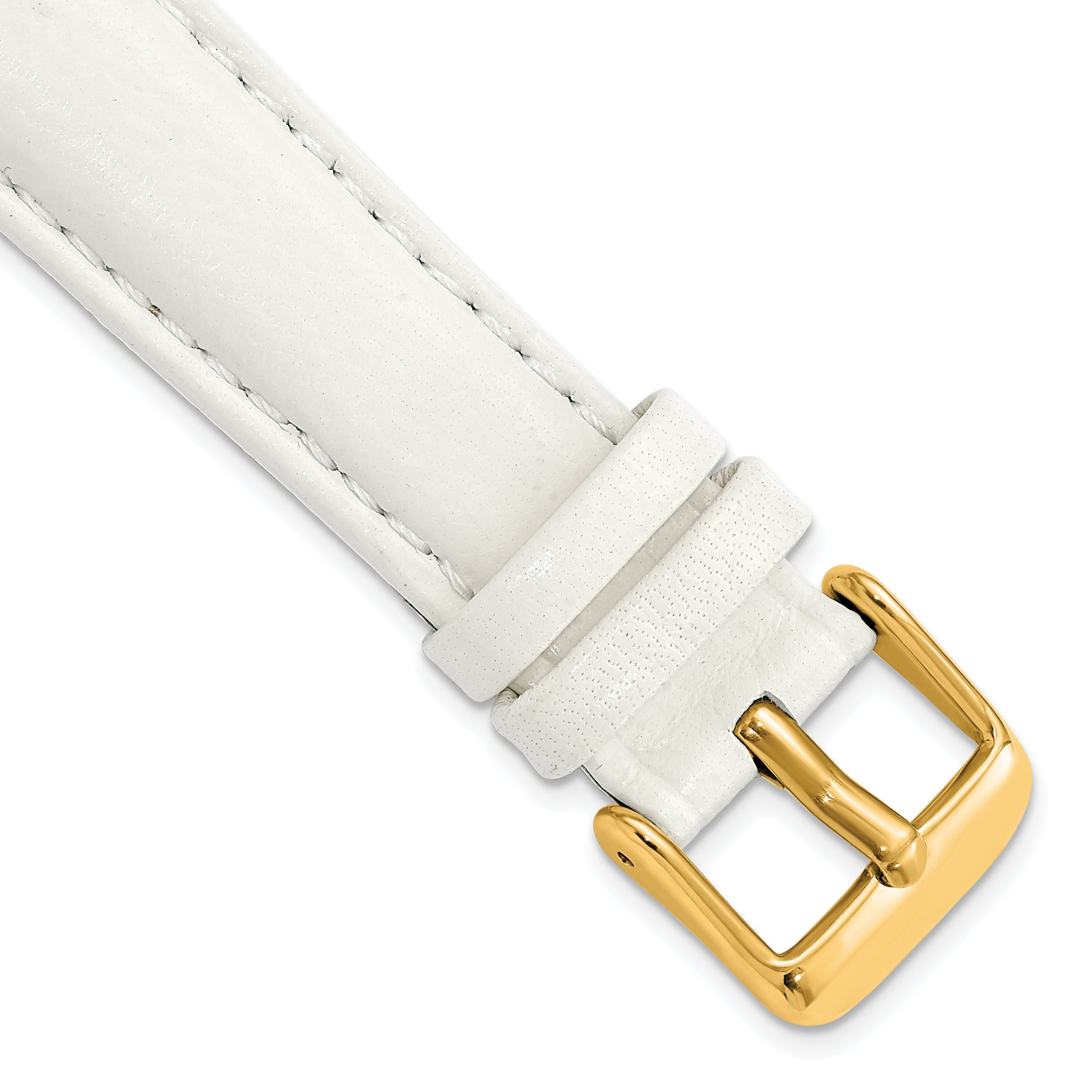 DeBeer 19mm White Glove Leather with Gold-tone Panerai Style Buckle 7.75 inch Watch Band