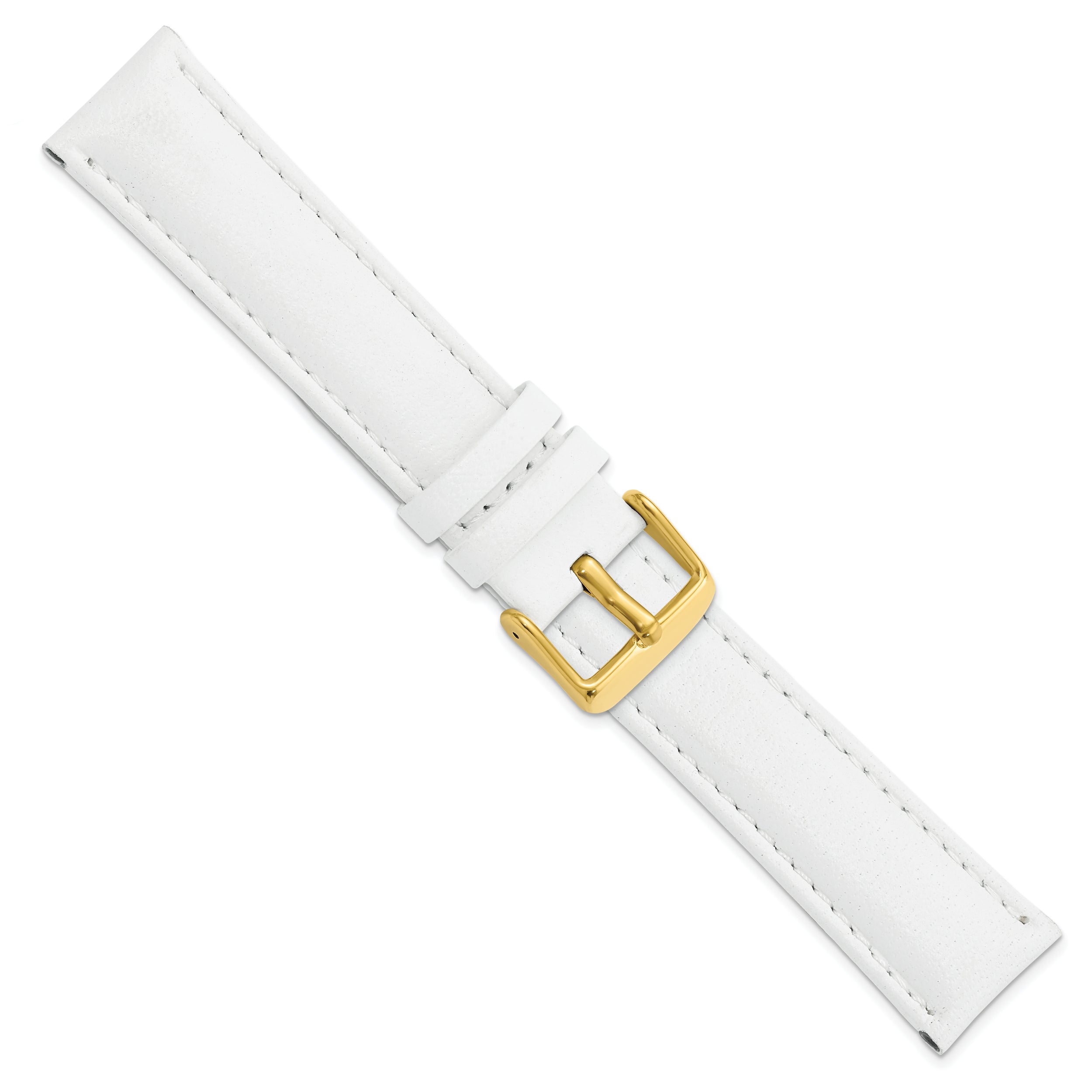 14mm White Glove Leather with Gold-tone Panerai Style Buckle 6.75 inch Watch Band