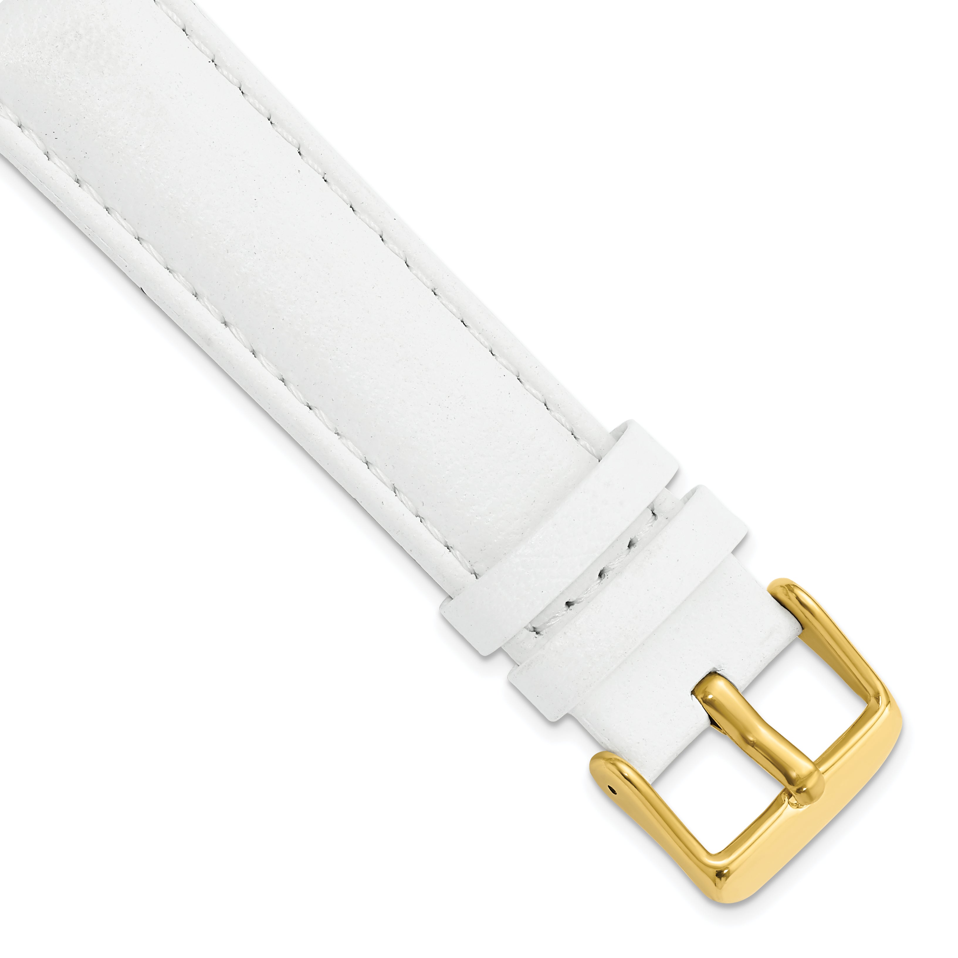 DeBeer 20mm White Glove Leather with Gold-tone Panerai Style Buckle 7.75 inch Watch Band