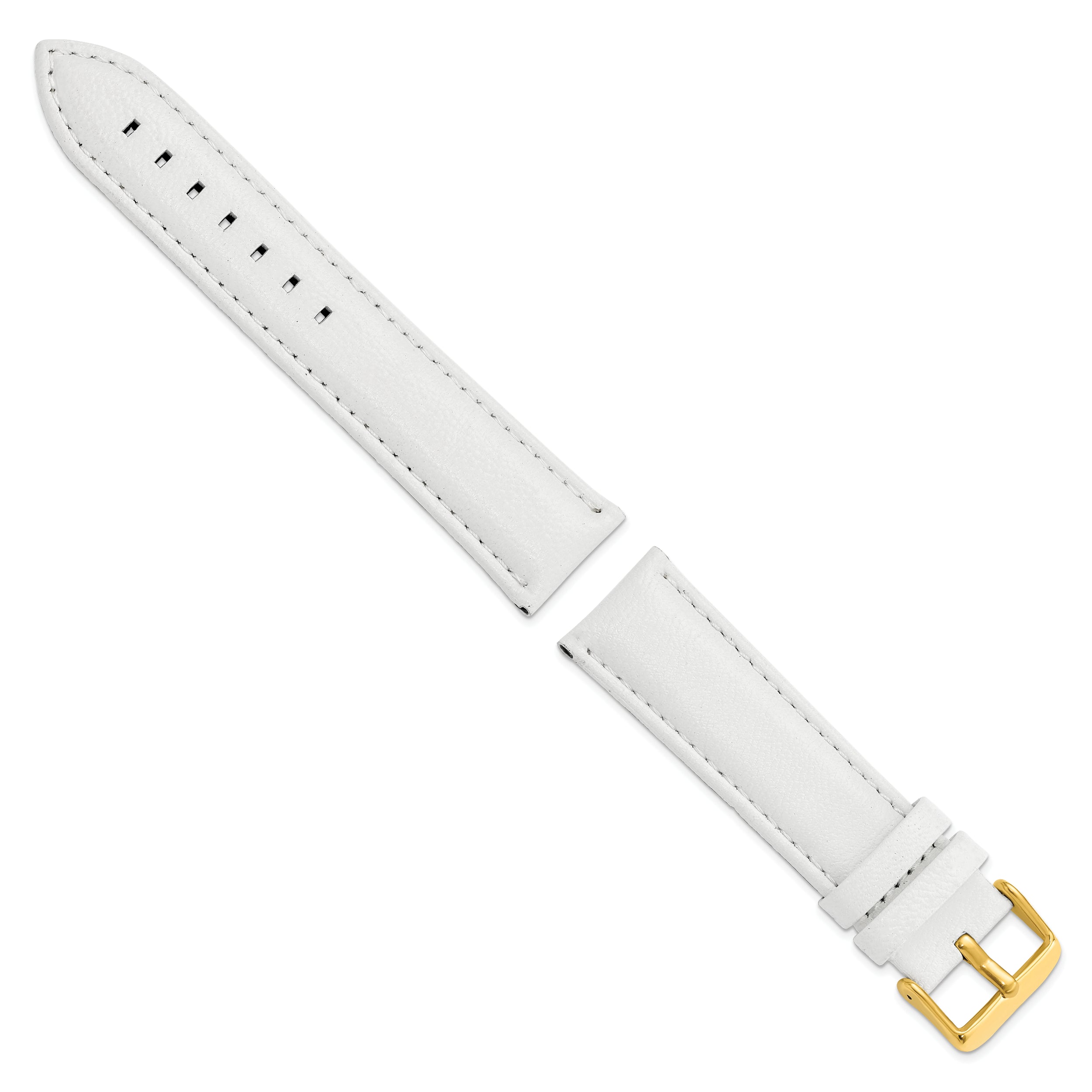 14mm White Glove Leather with Gold-tone Panerai Style Buckle 6.75 inch Watch Band