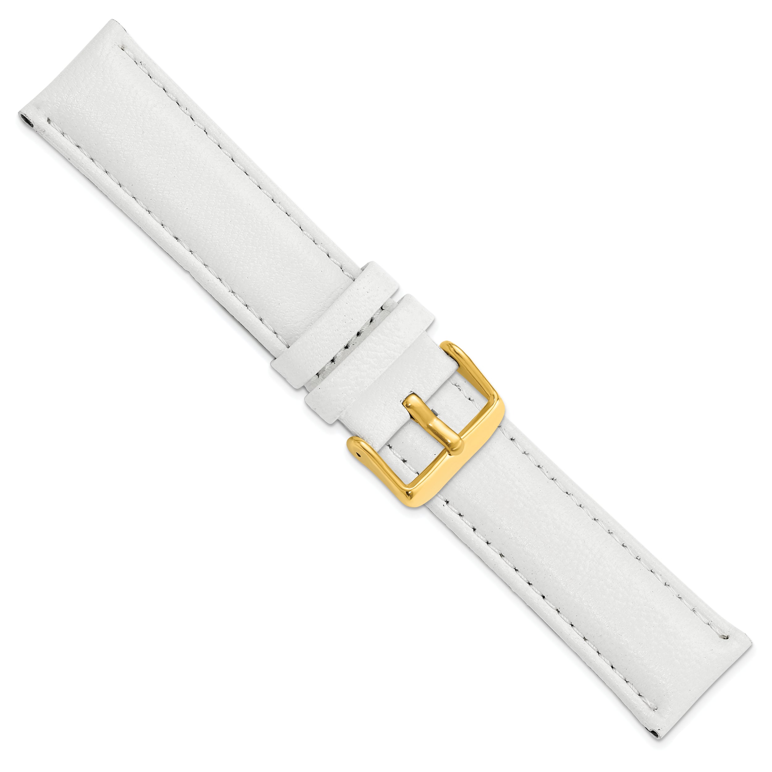 14mm White Glove Leather with Gold-tone Panerai Style Buckle 6.75 inch Watch Band