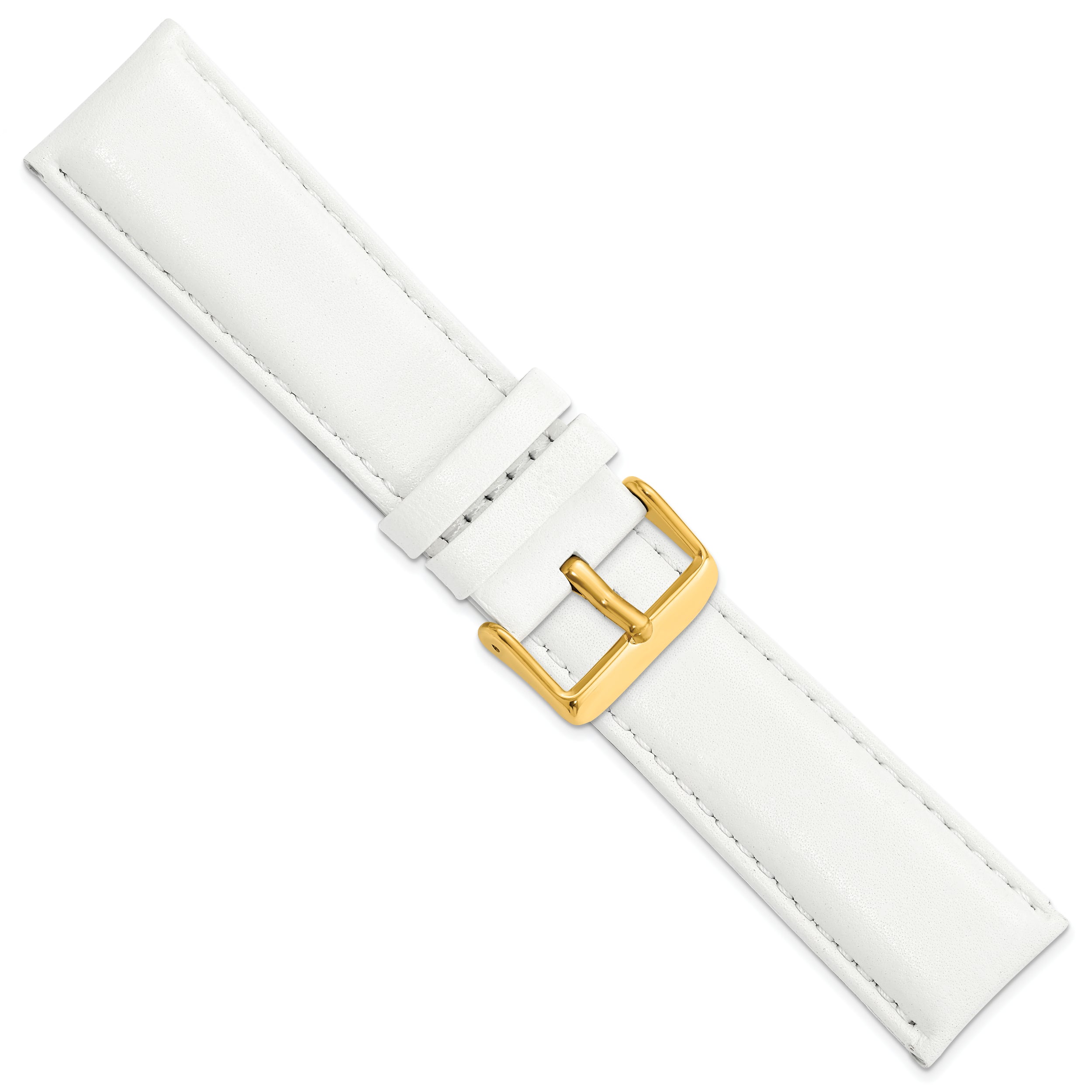 14mm White Glove Leather with Gold-tone Panerai Style Buckle 6.75 inch Watch Band