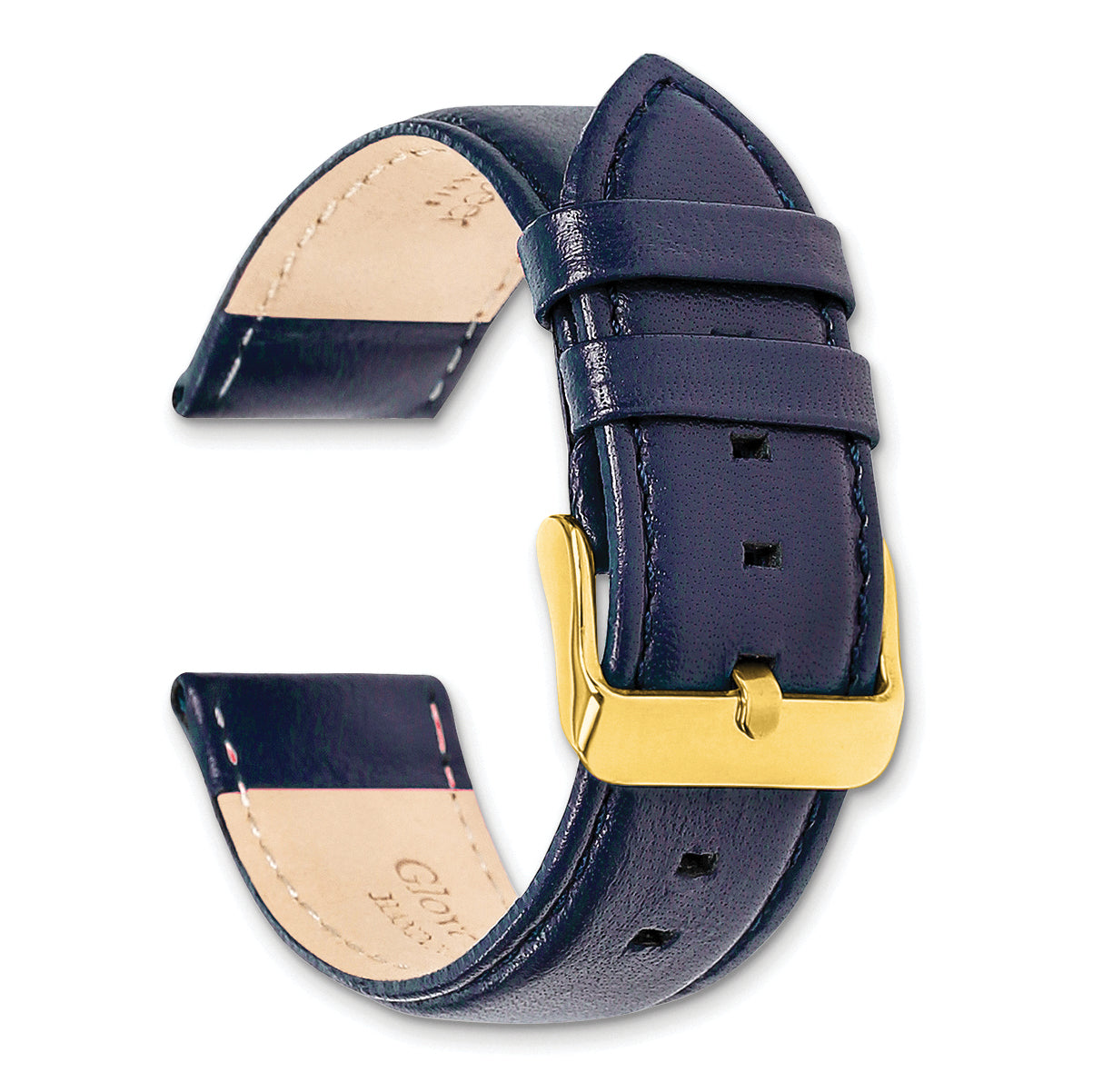 14mm Navy Glove Leather with Gold-tone Panerai Style Buckle 6.75 inch Watch Band