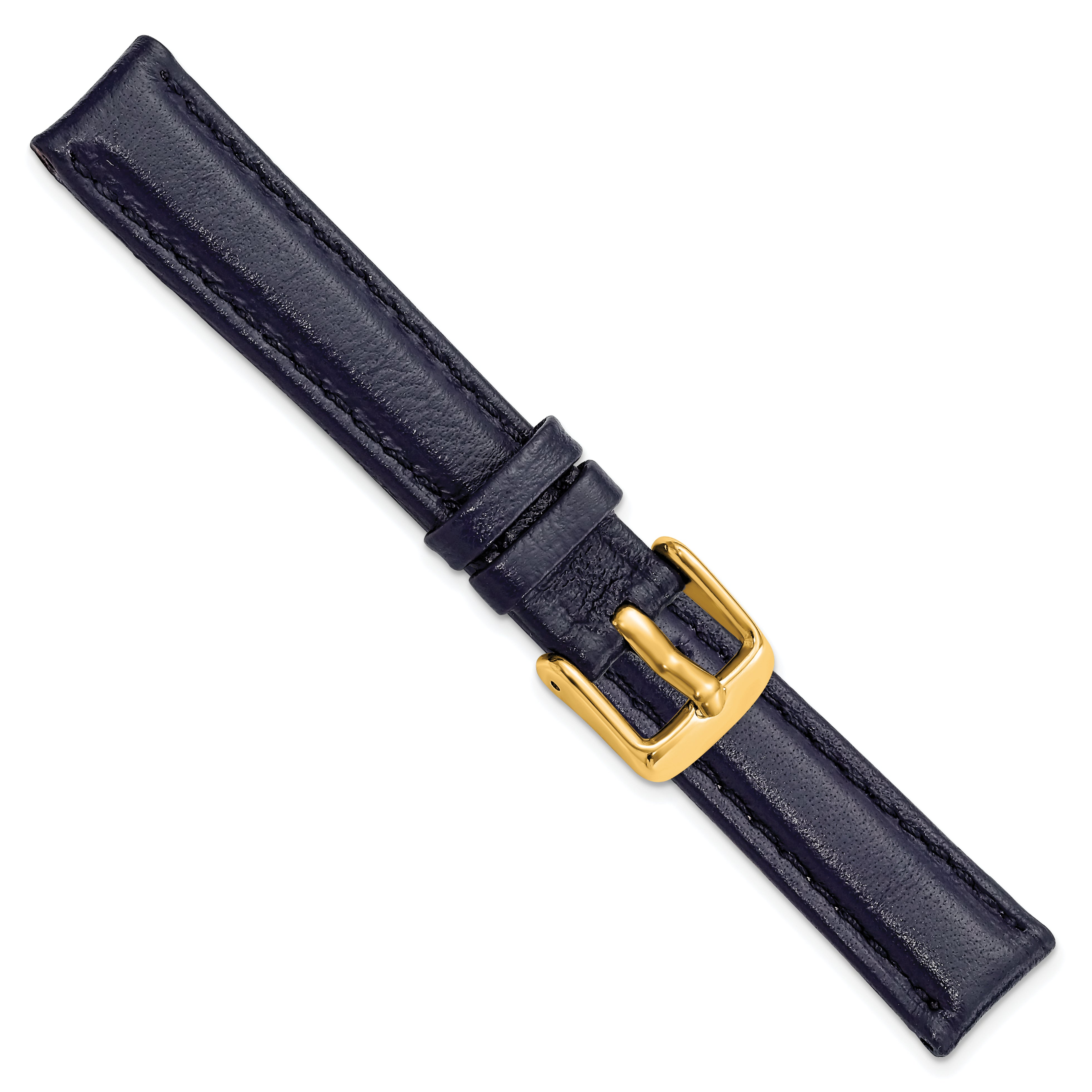 14mm Navy Glove Leather with Gold-tone Panerai Style Buckle 6.75 inch Watch Band