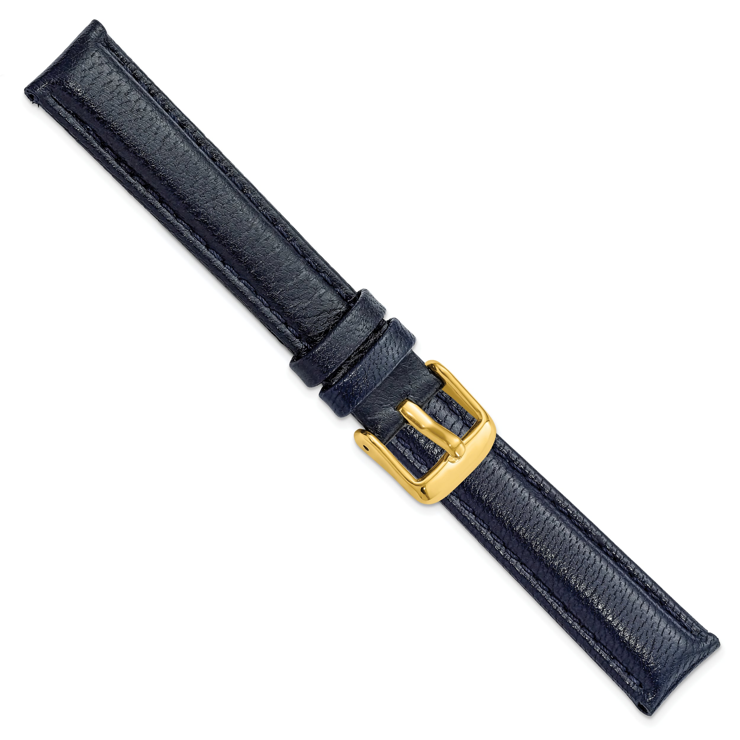 14mm Navy Glove Leather with Gold-tone Panerai Style Buckle 6.75 inch Watch Band