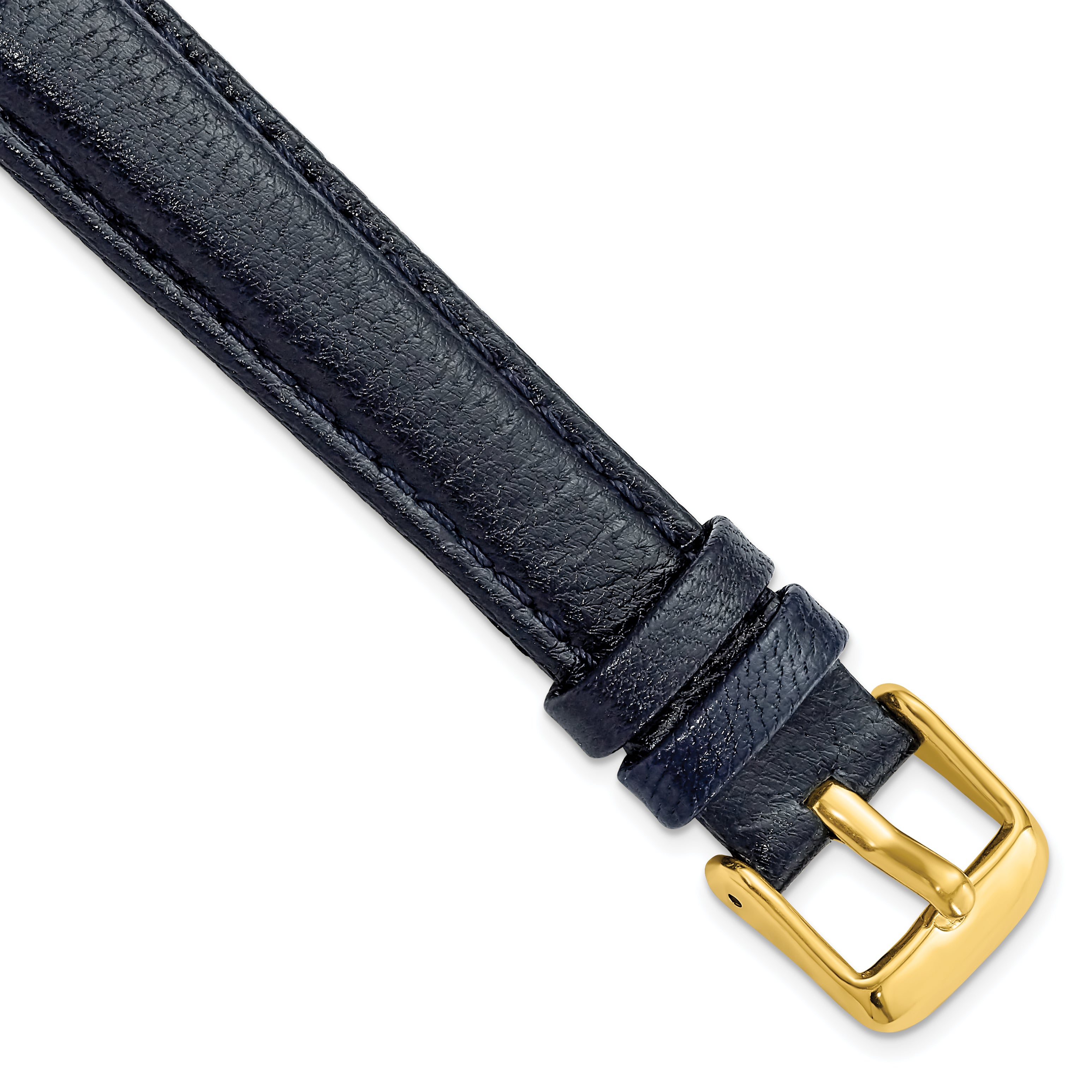 DeBeer 16mm Navy Glove Leather with Gold-tone Panerai Style Buckle 7.75 inch Watch Band