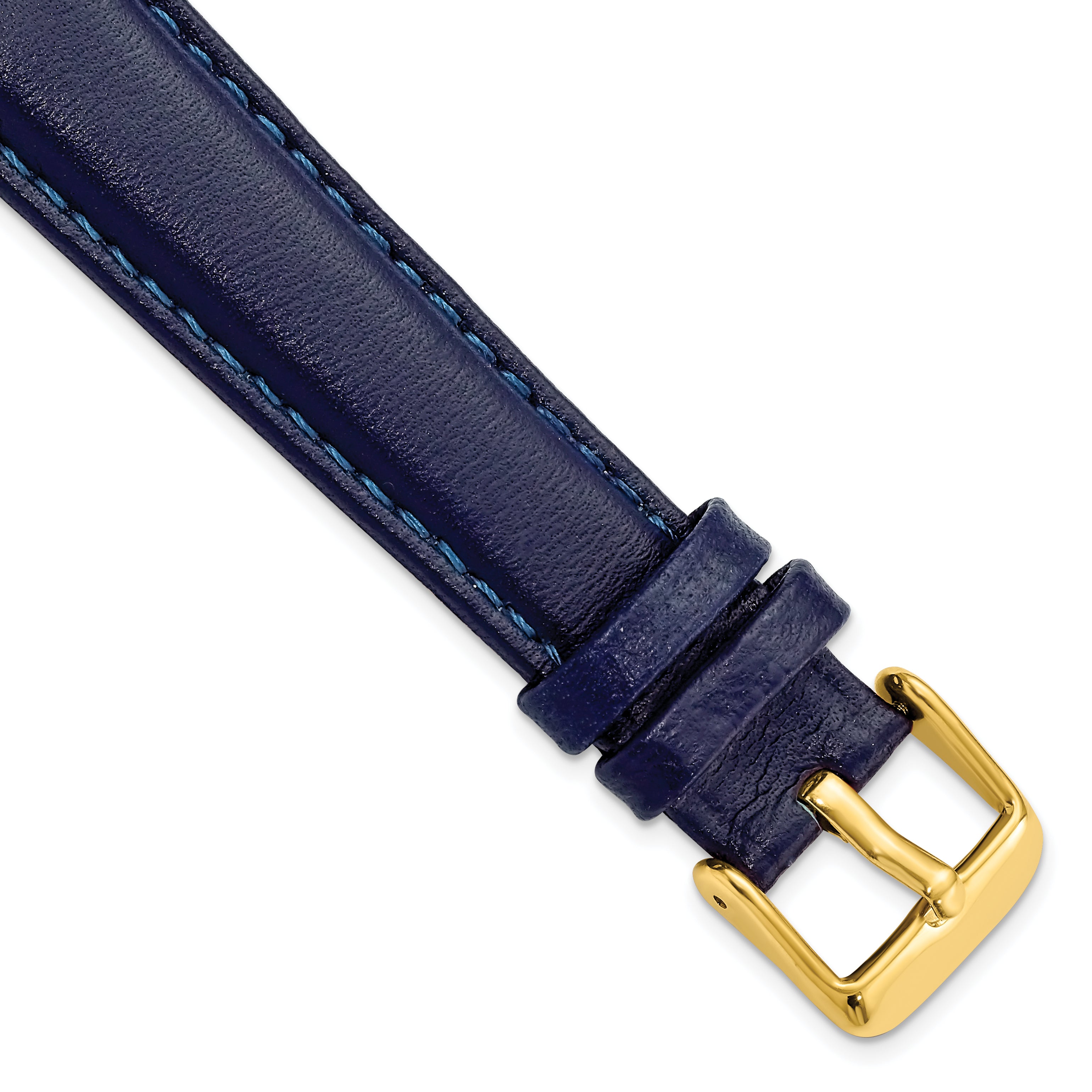 DeBeer 19mm Navy Glove Leather with Gold-tone Panerai Style Buckle 7.75 inch Watch Band