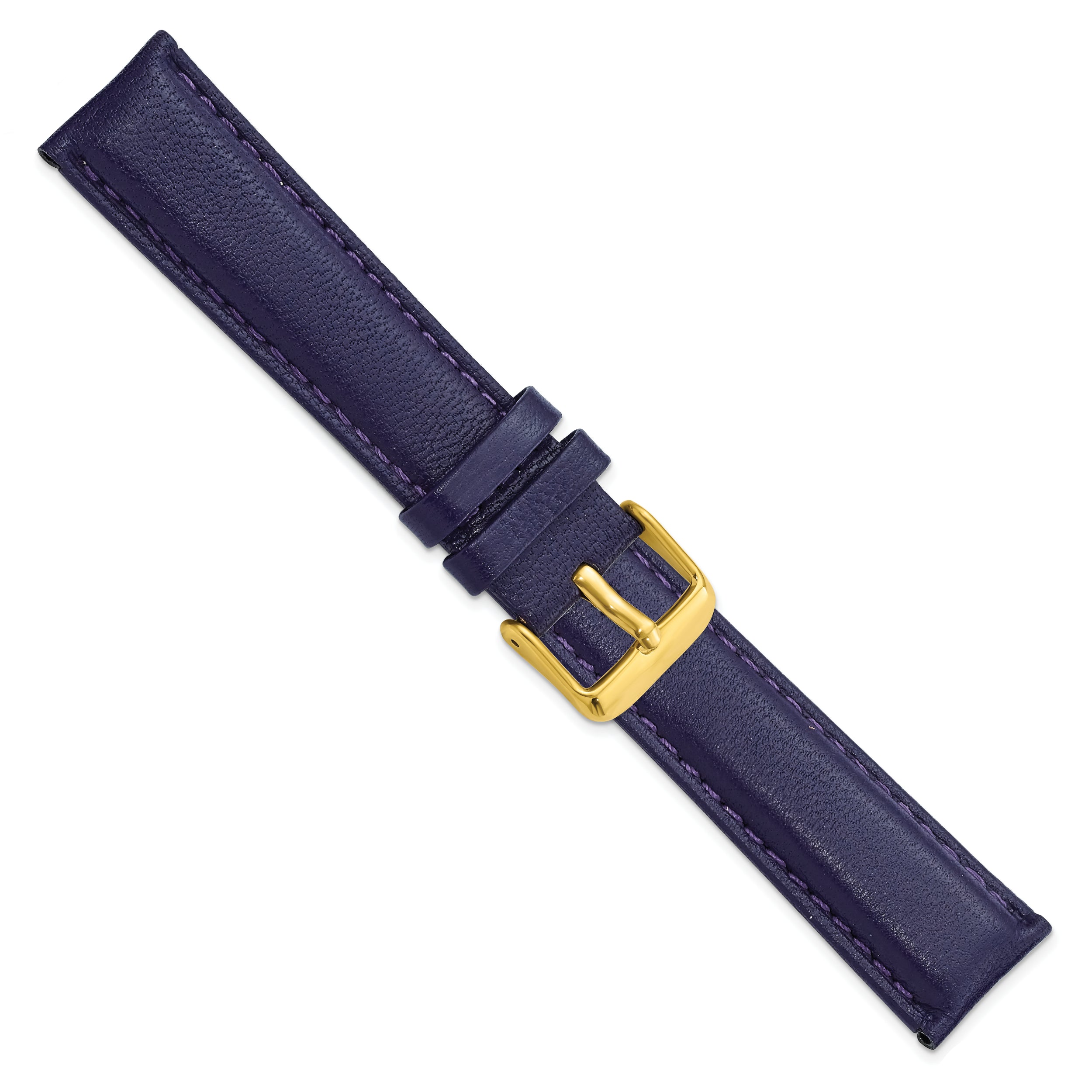 14mm Navy Glove Leather with Gold-tone Panerai Style Buckle 6.75 inch Watch Band