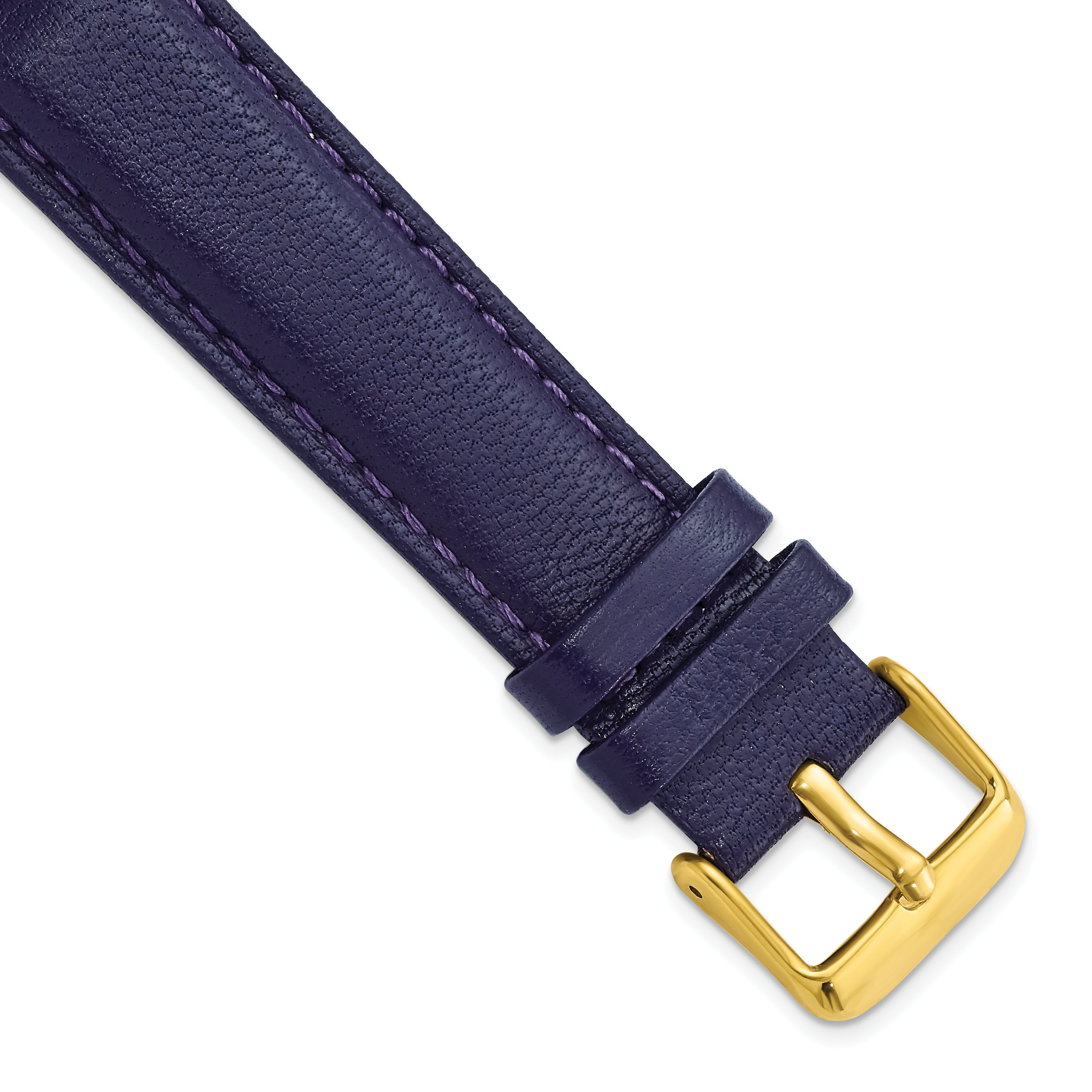 DeBeer 20mm Navy Glove Leather with Gold-tone Panerai Style Buckle 7.75 inch Watch Band