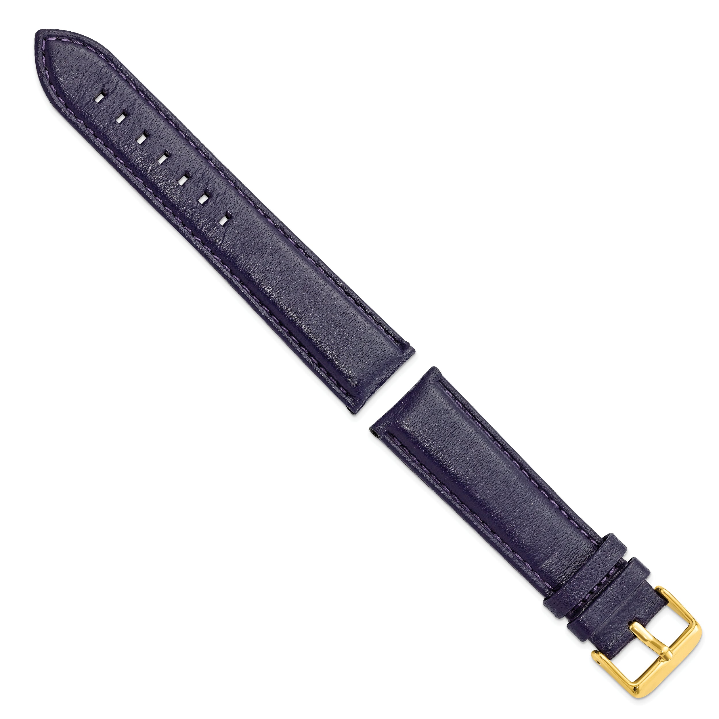 14mm Navy Glove Leather with Gold-tone Panerai Style Buckle 6.75 inch Watch Band