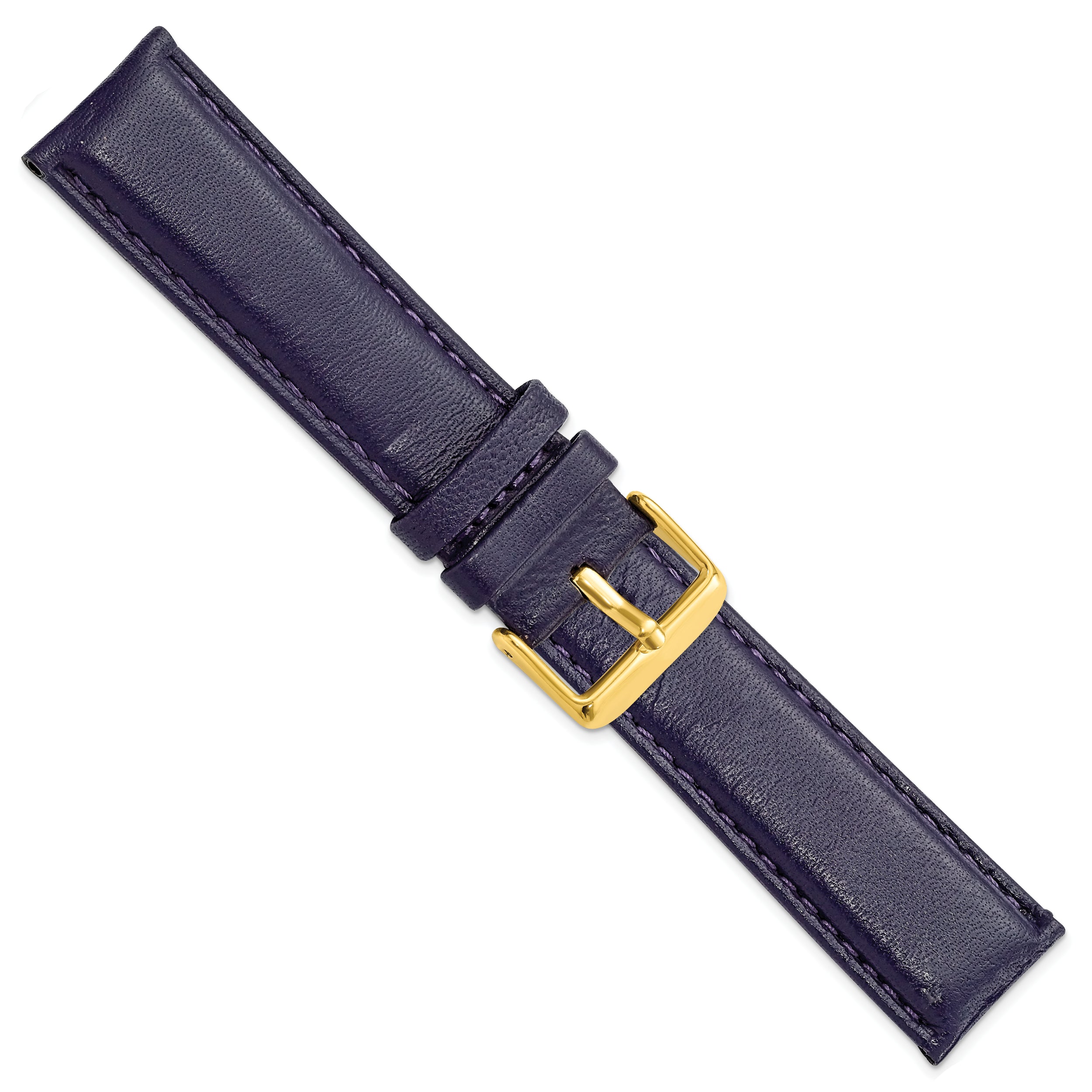 14mm Navy Glove Leather with Gold-tone Panerai Style Buckle 6.75 inch Watch Band