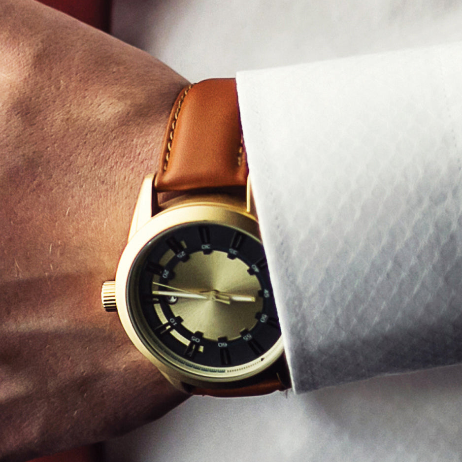 14mm Havana Italian Leather with Gold-tone Buckle 6.75 inch Watch Band - 14 / 6.75