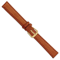 14mm Havana Italian Leather with Gold-tone Buckle 6.75 inch Watch Band - 14 / 6.75