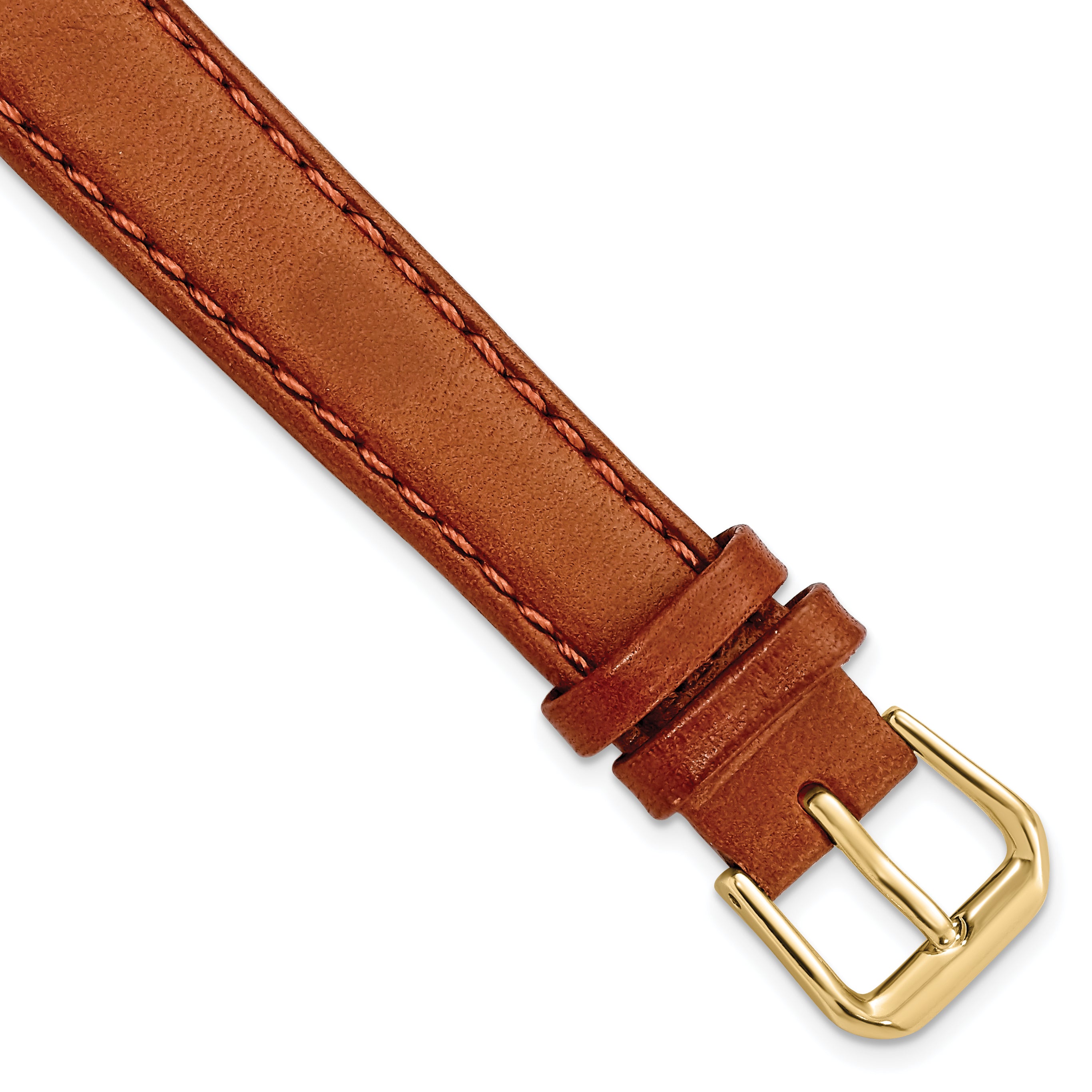 DeBeer 14mm Havana Italian Leather with Gold-tone Buckle 6.75 inch Watch Band