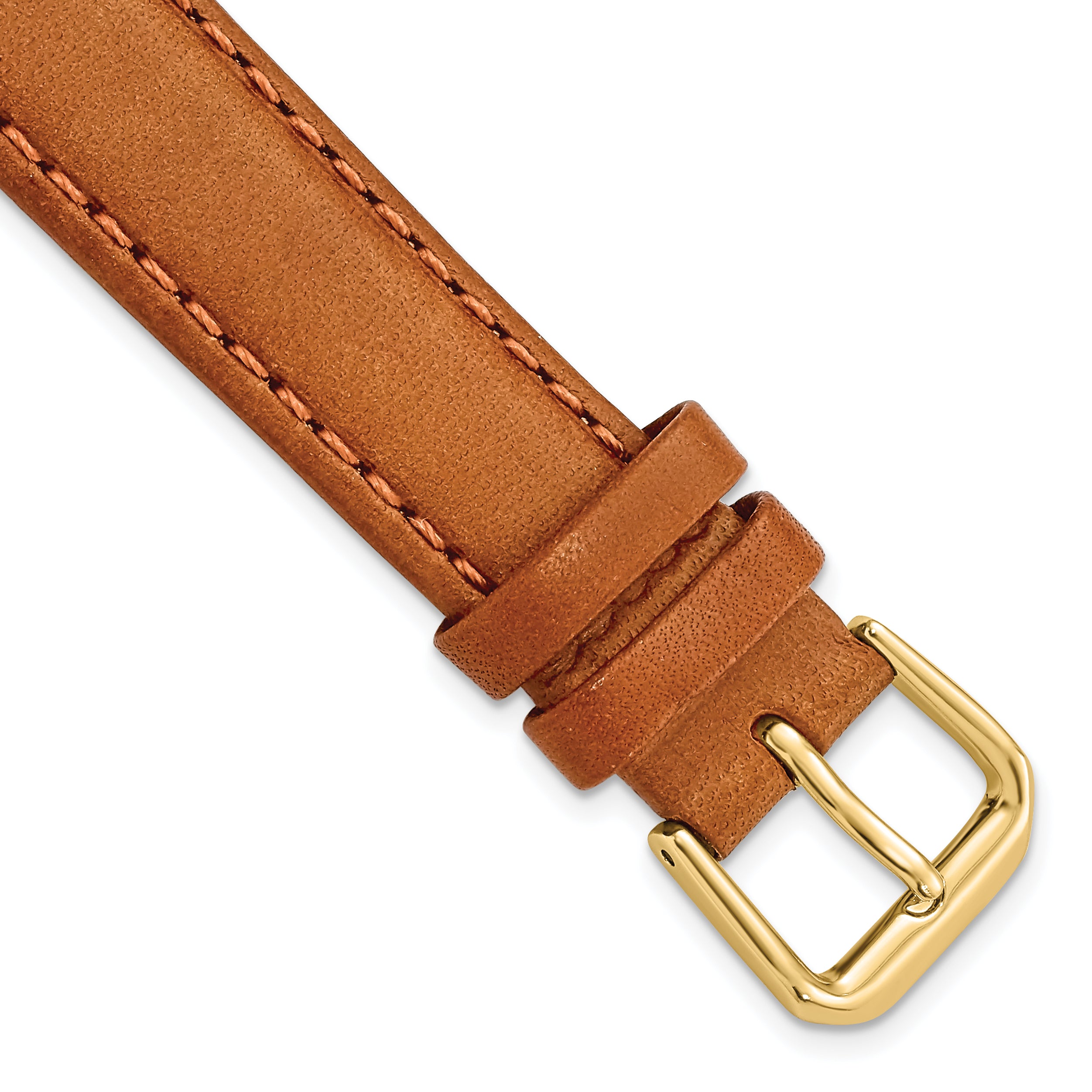 DeBeer 16mm Havana Italian Leather with Gold-tone Buckle 7.5 inch Watch Band