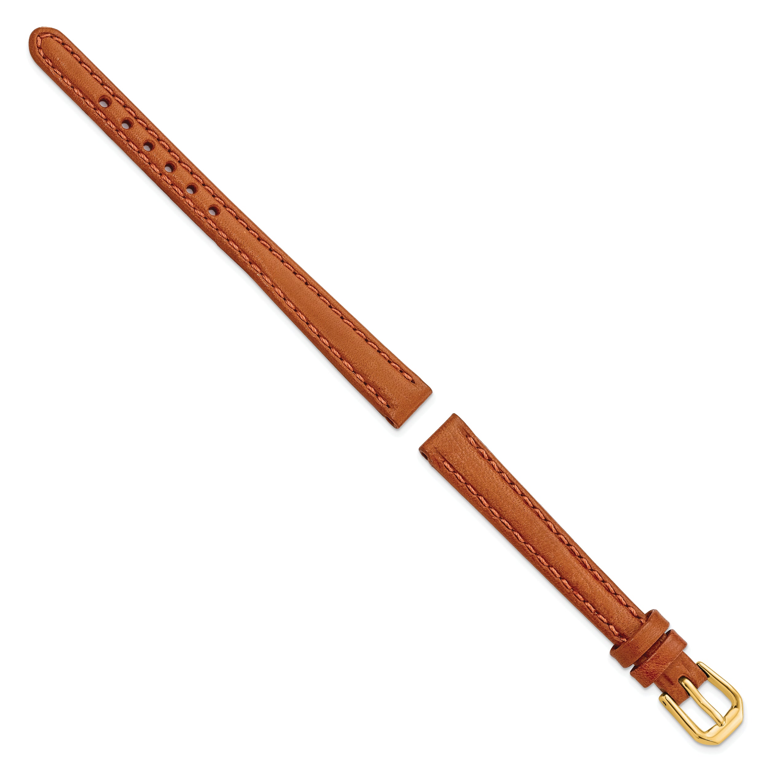 14mm Havana Italian Leather with Gold-tone Buckle 6.75 inch Watch Band