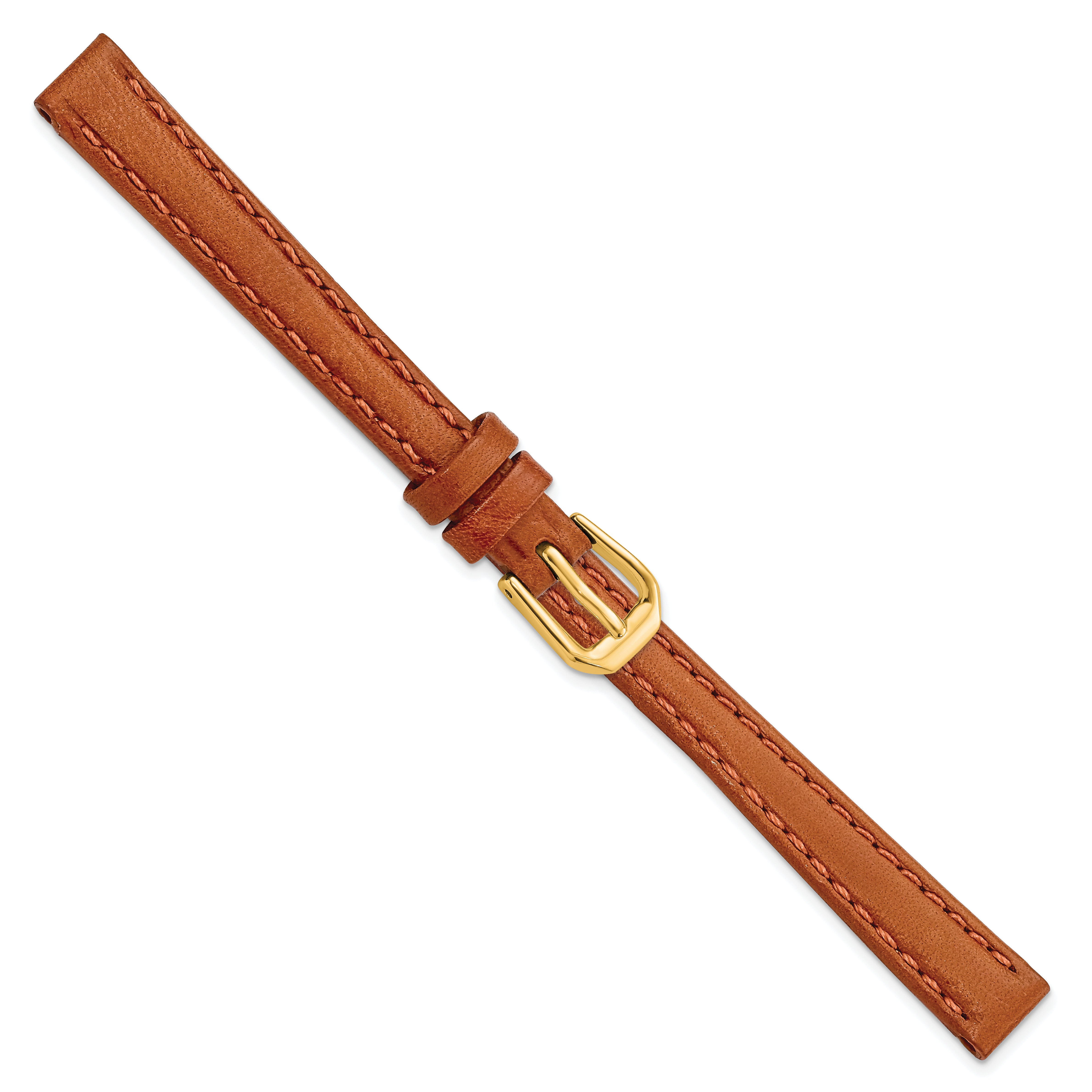 14mm Havana Italian Leather with Gold-tone Buckle 6.75 inch Watch Band - 14 / 6.75