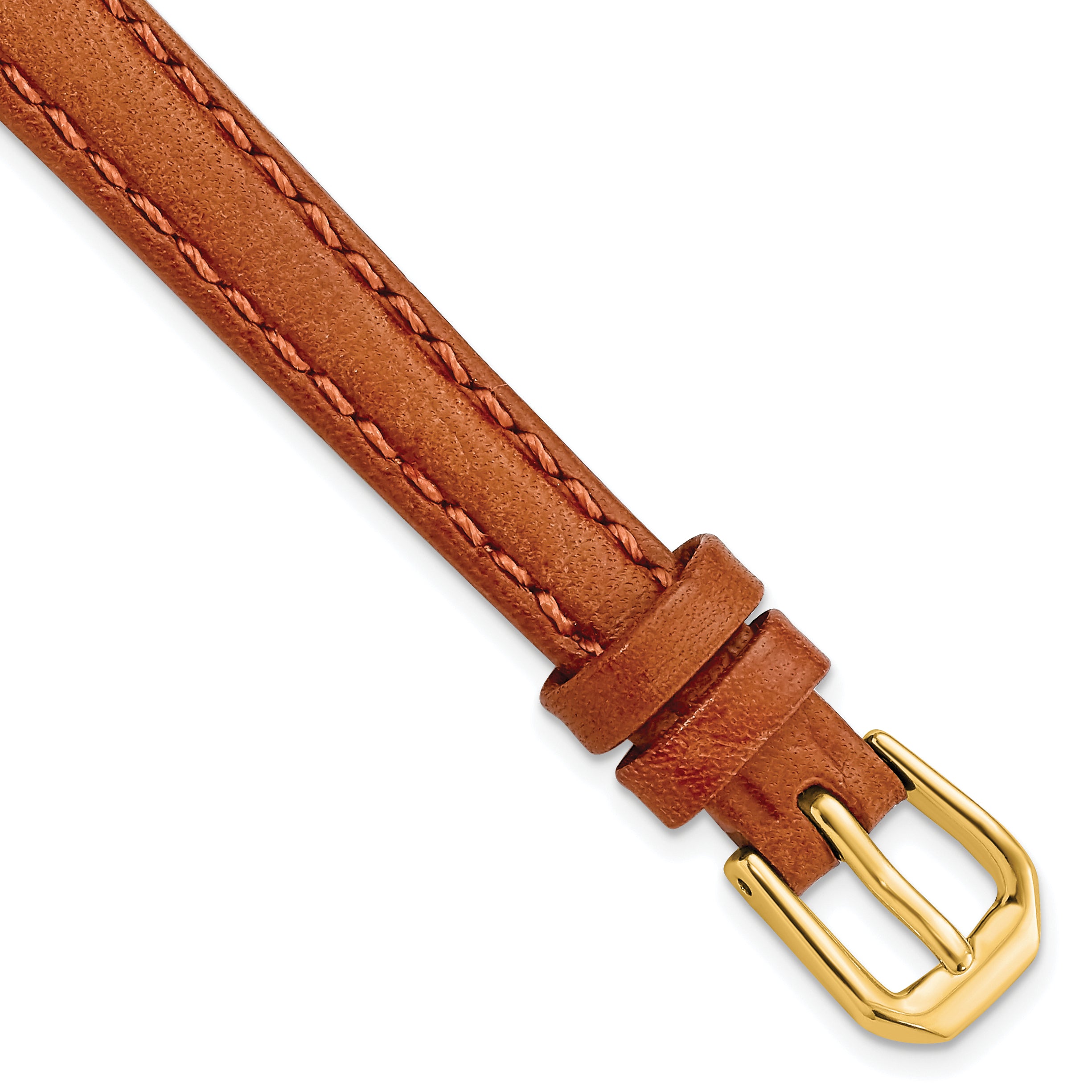 DeBeer 17mm Havana Italian Leather with Gold-tone Buckle 7.5 inch Watch Band