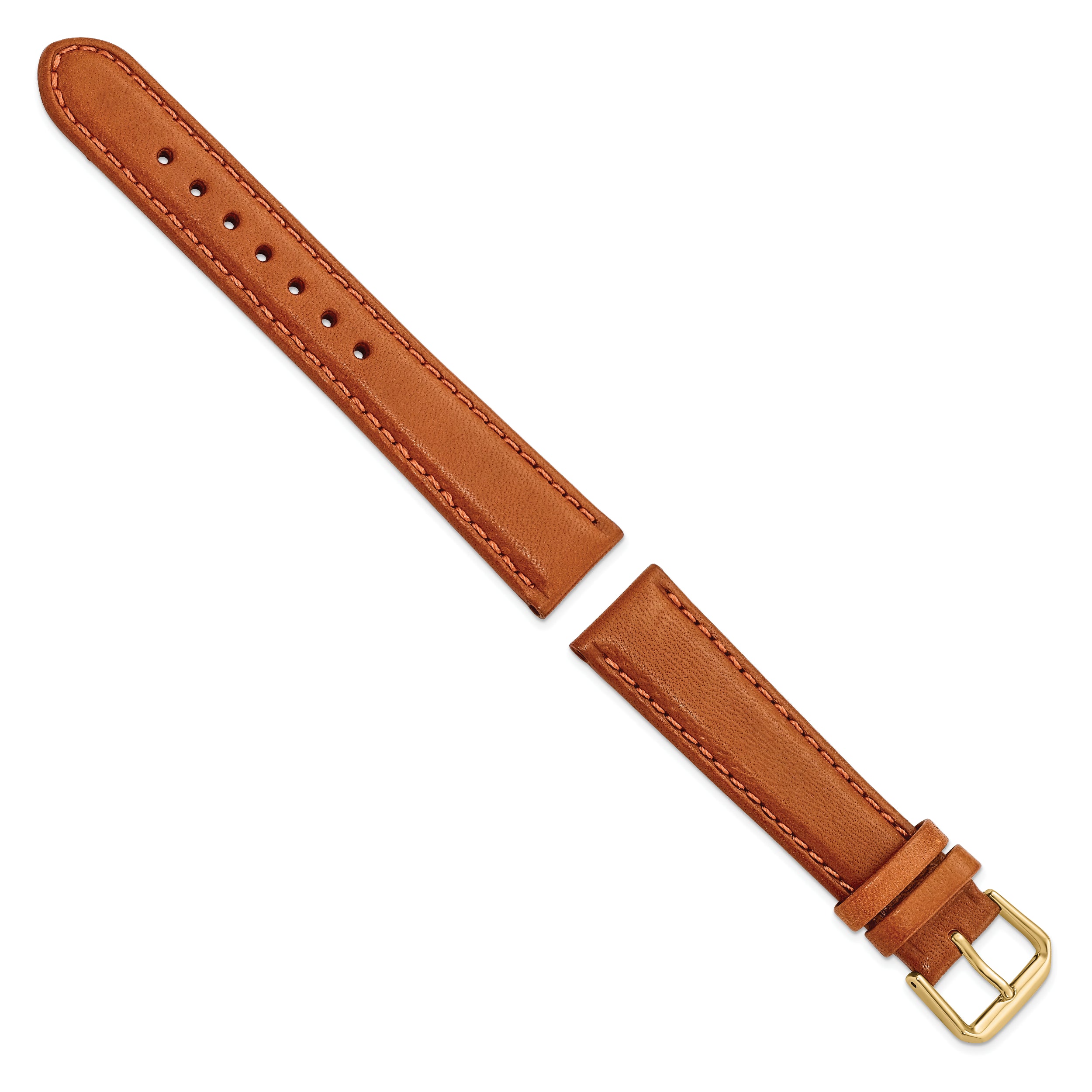 14mm Havana Italian Leather with Gold-tone Buckle 6.75 inch Watch Band