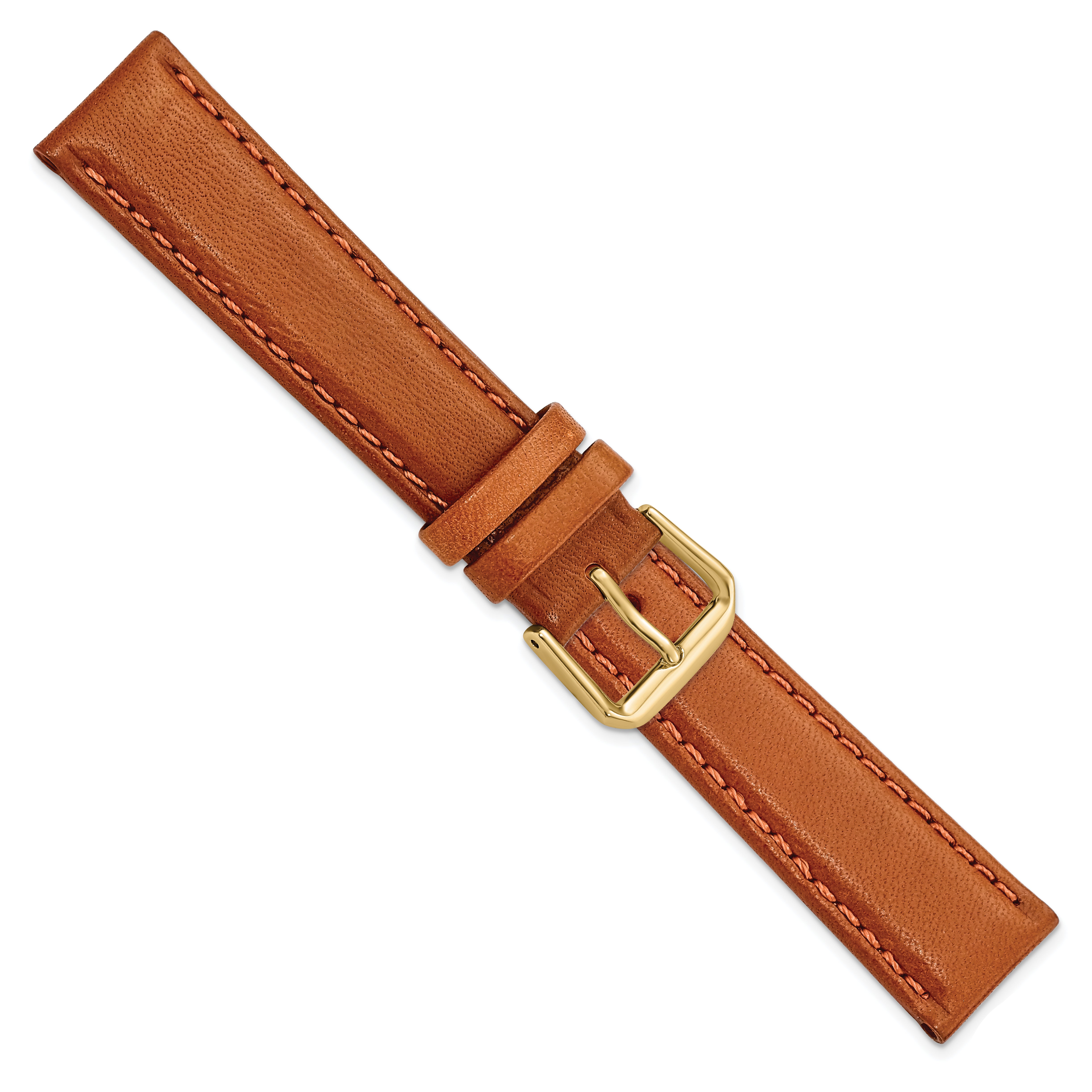 14mm Havana Italian Leather with Gold-tone Buckle 6.75 inch Watch Band - 14 / 6.75