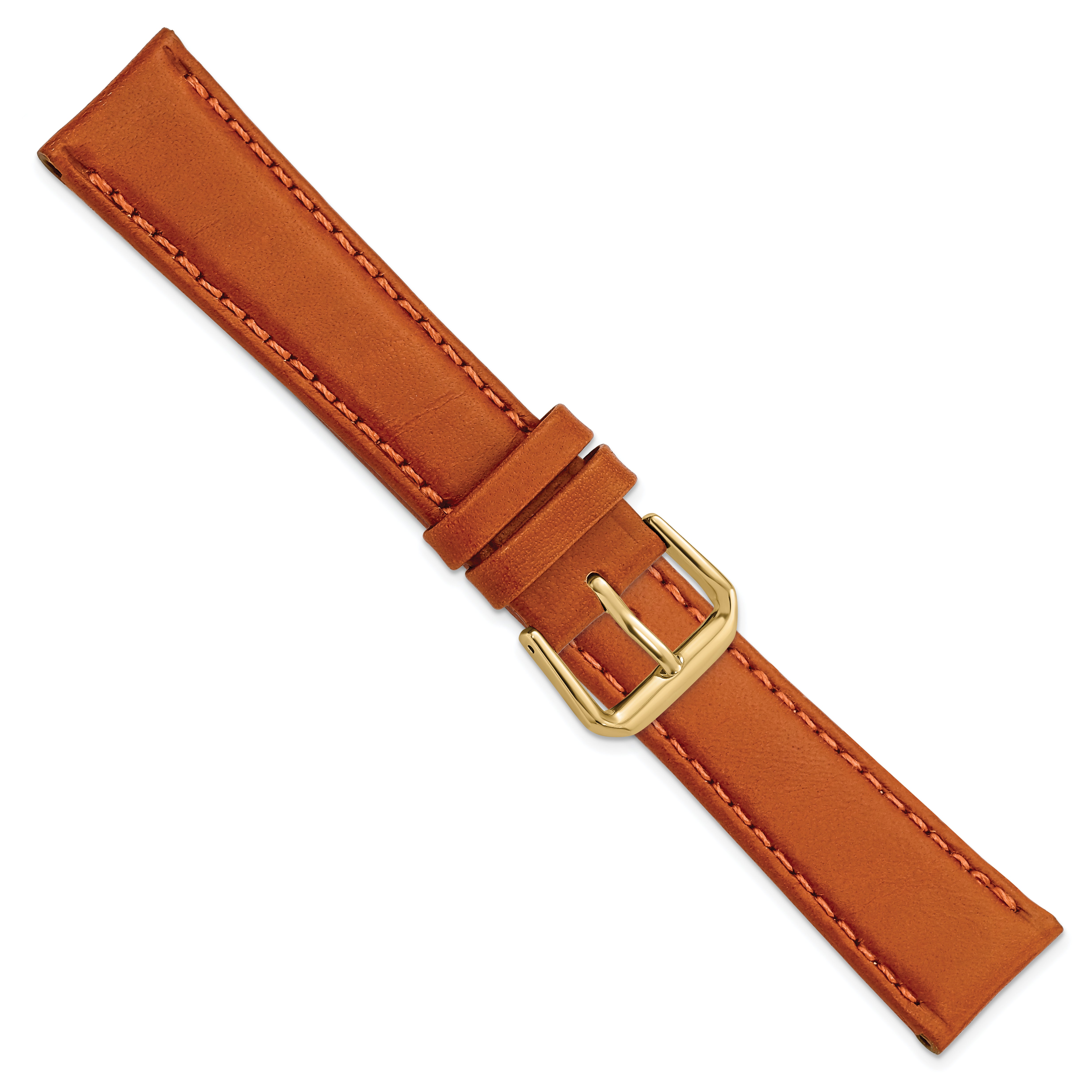 14mm Havana Italian Leather with Gold-tone Buckle 6.75 inch Watch Band - 14 / 6.75