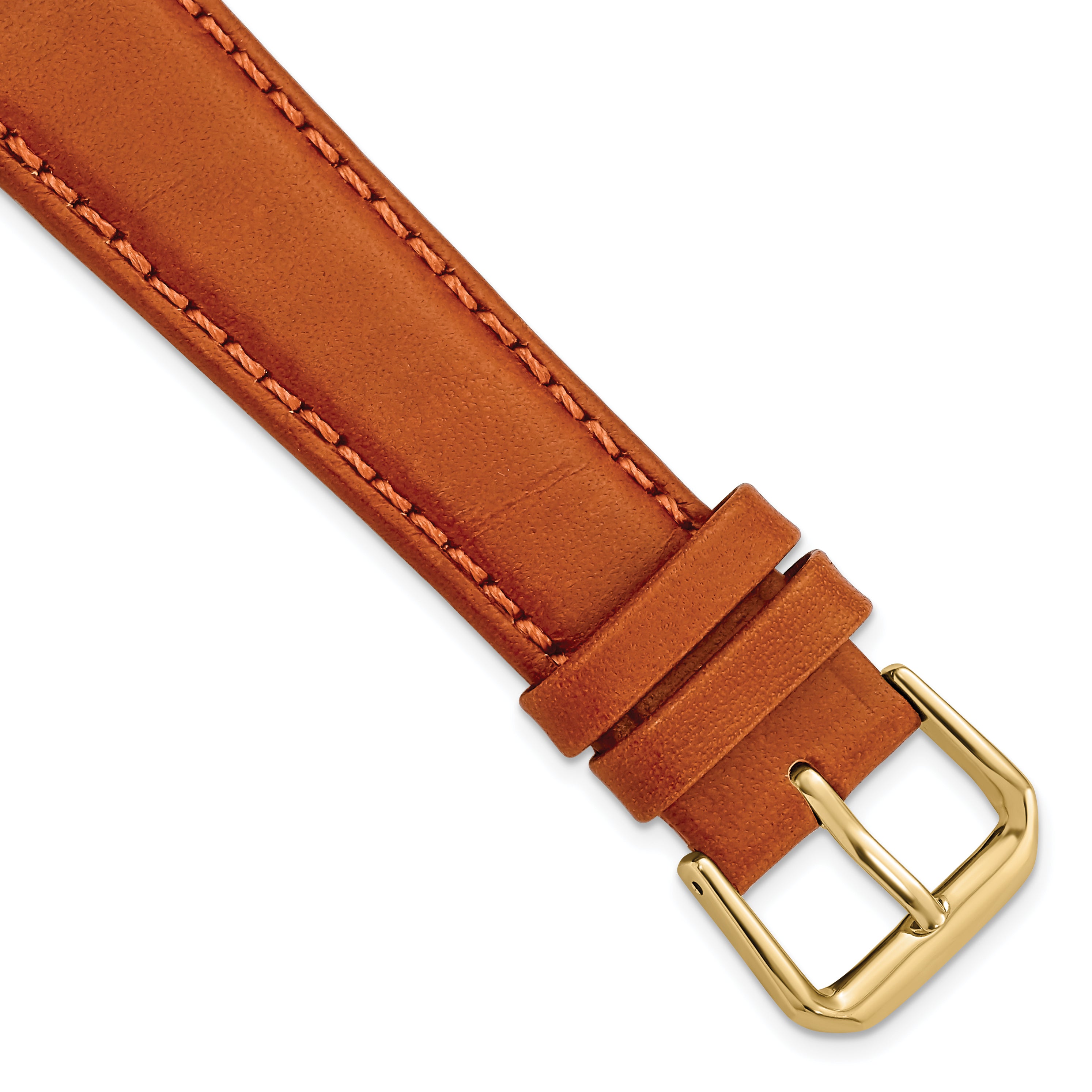 DeBeer 19mm Havana Italian Leather with Gold-tone Buckle 7.5 inch Watch Band