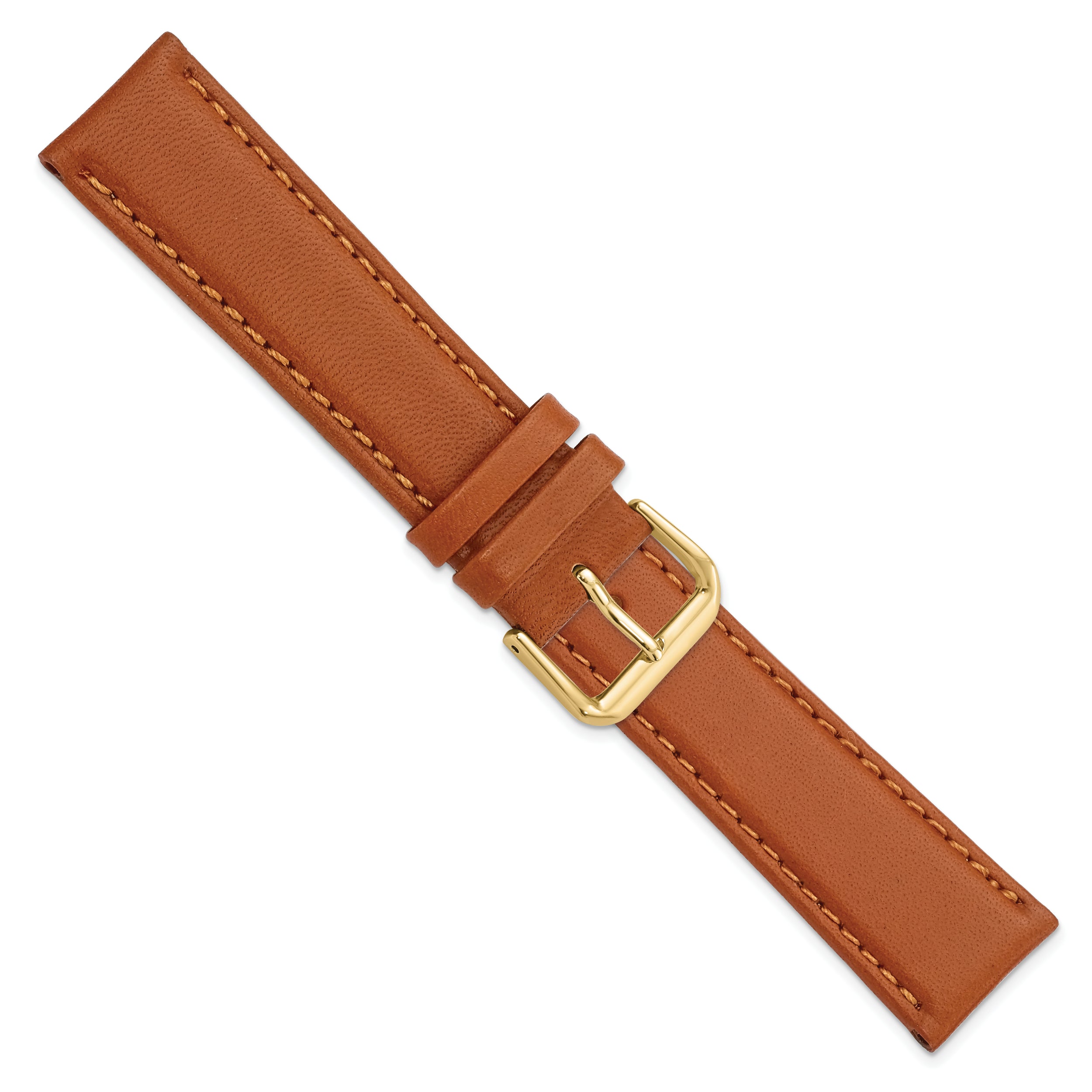 14mm Havana Italian Leather with Gold-tone Buckle 6.75 inch Watch Band - 14 / 6.75