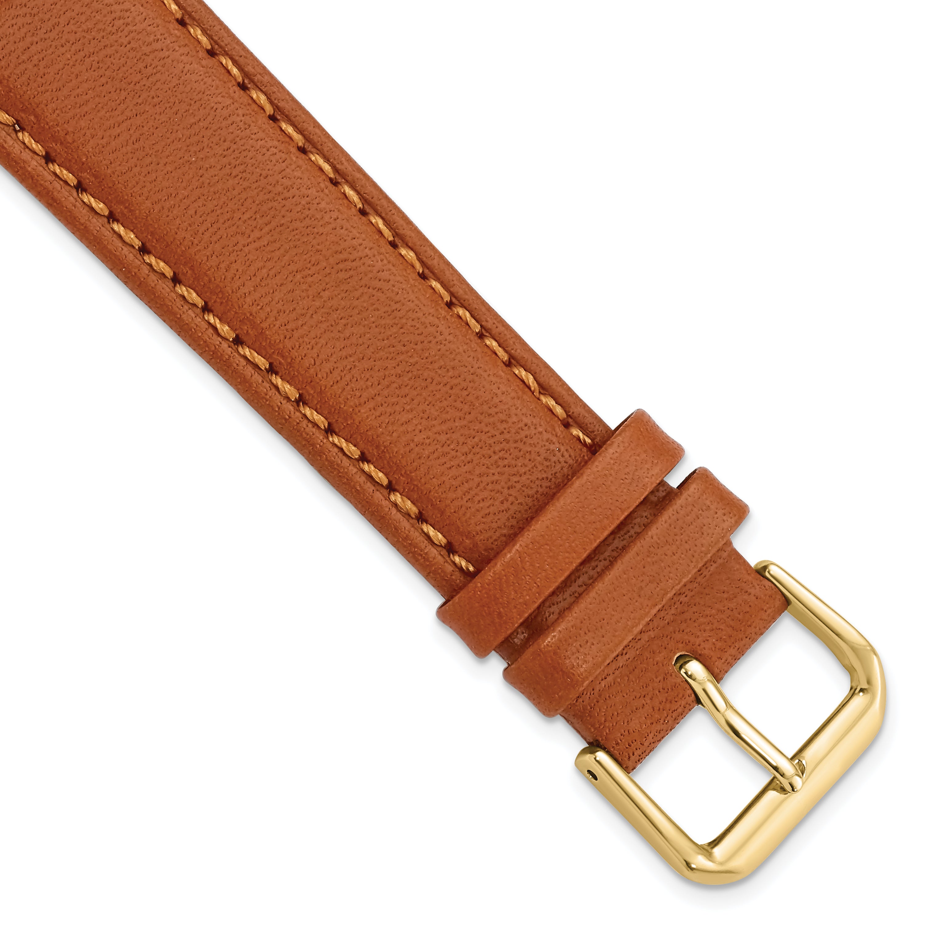 DeBeer 20mm Havana Italian Leather with Gold-tone Buckle 7.5 inch Watch Band