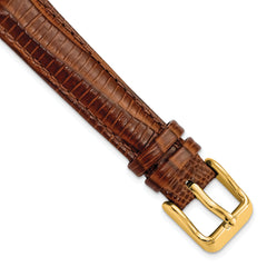 DeBeer 14mm Havana Teju Liz Grain Leather with Gold-tone Buckle 6.75 inch Watch Band
