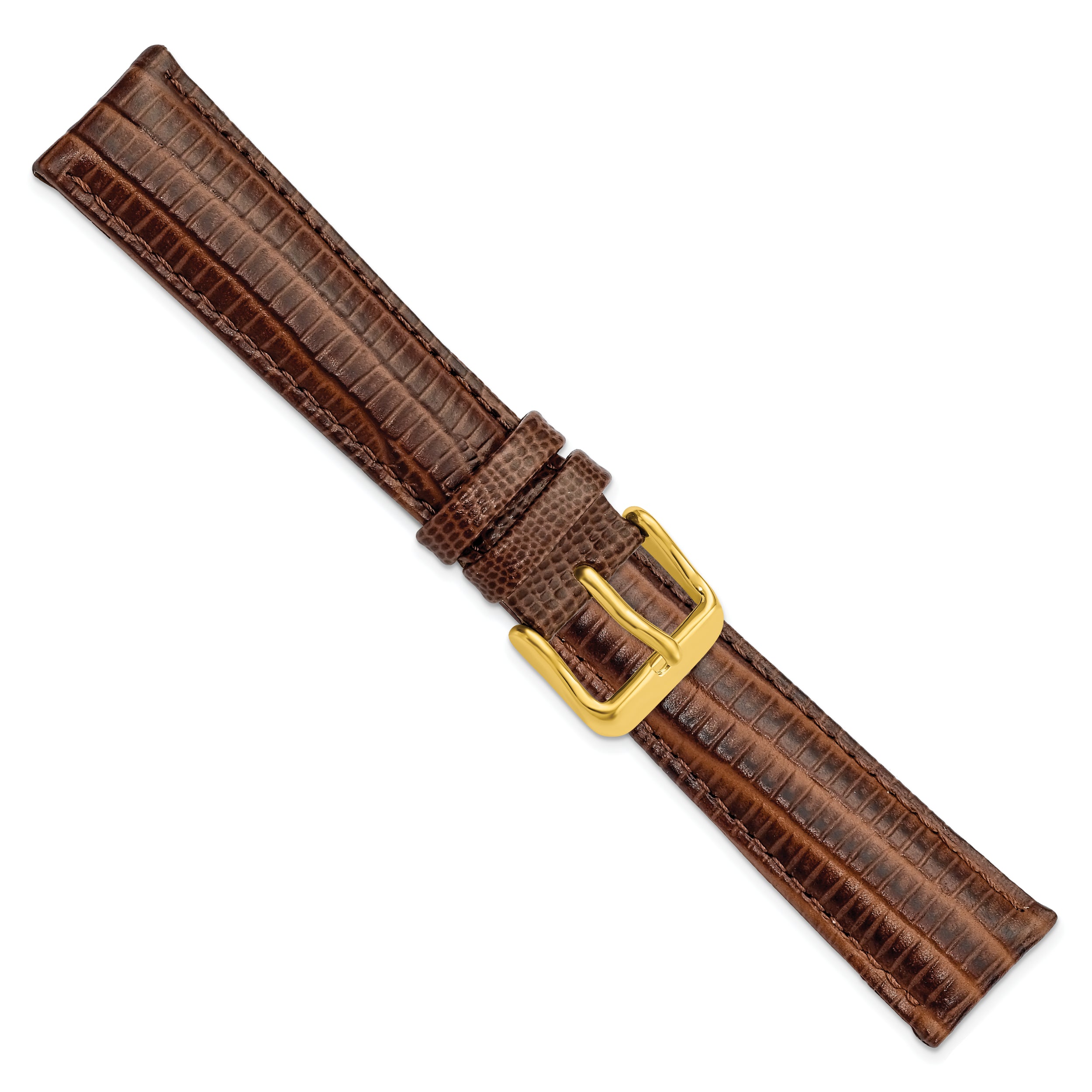 14mm Havana Teju Liz Grain Leather with Gold-tone Buckle 6.75 inch Watch Band