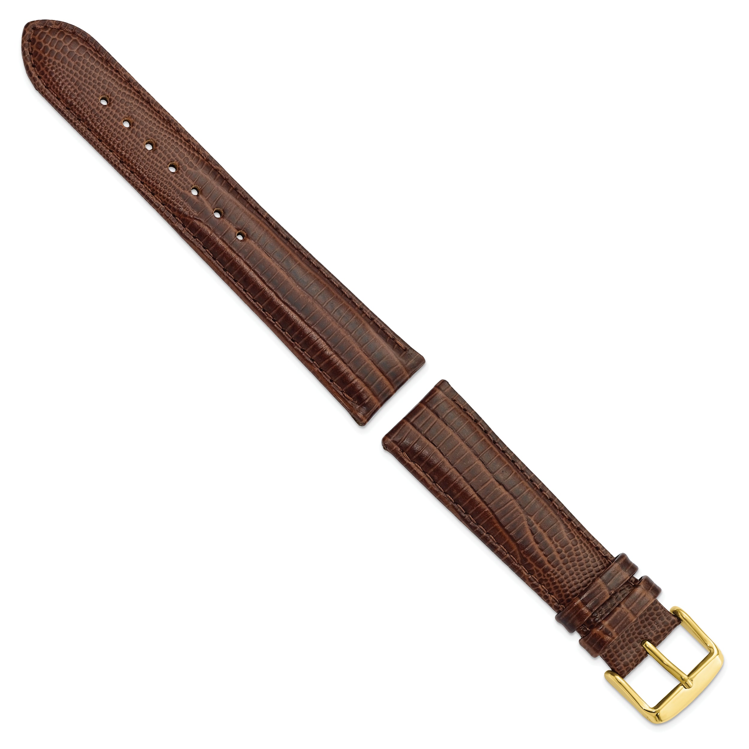 14mm Havana Teju Liz Grain Leather with Gold-tone Buckle 6.75 inch Watch Band