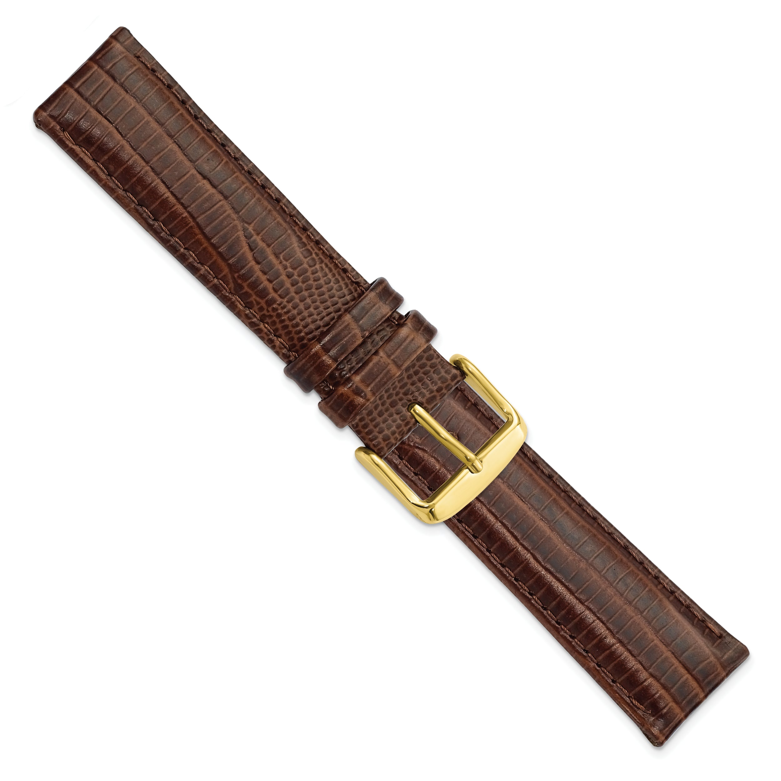14mm Havana Teju Liz Grain Leather with Gold-tone Buckle 6.75 inch Watch Band
