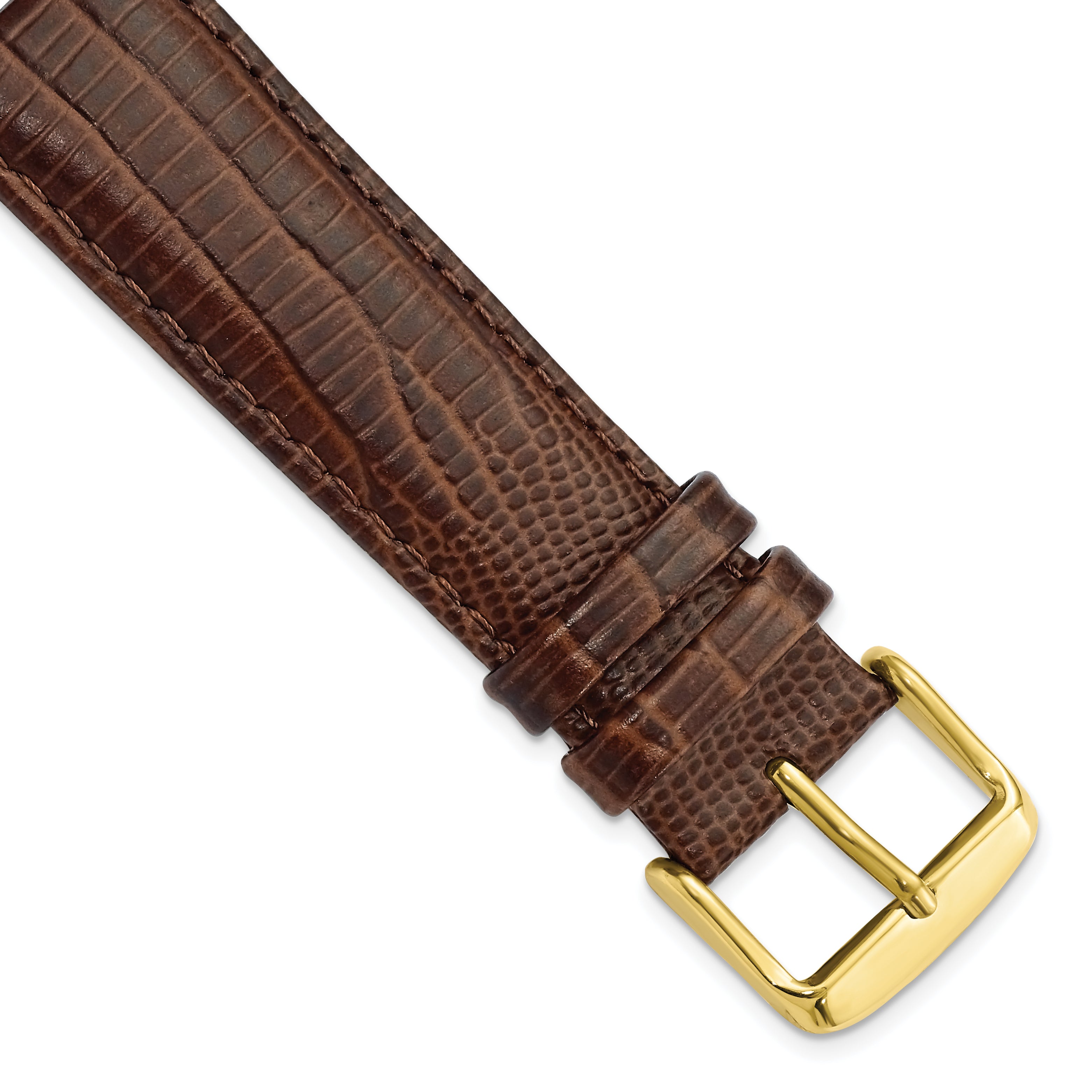 DeBeer 20mm Havana Teju Liz Grain Leather with Gold-tone Buckle 7.5 inch Watch Band