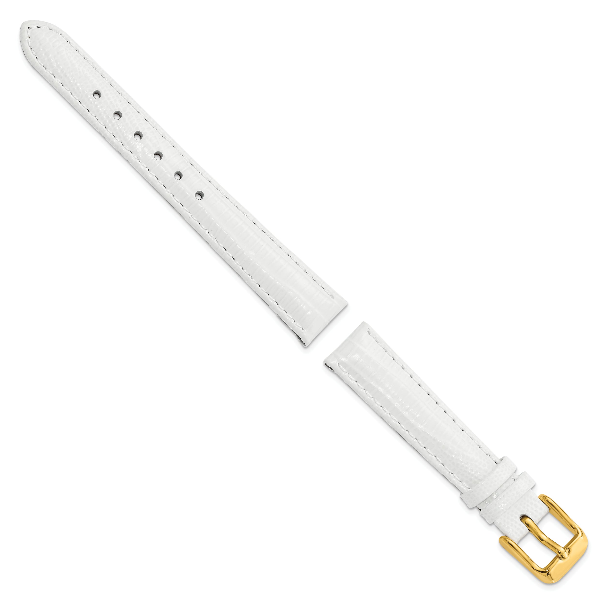 14mm White Teju Liz Grain Leather with Gold-tone Buckle 6.75 inch Watch Band