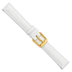 14mm White Teju Liz Grain Leather with Gold-tone Buckle 6.75 inch Watch Band